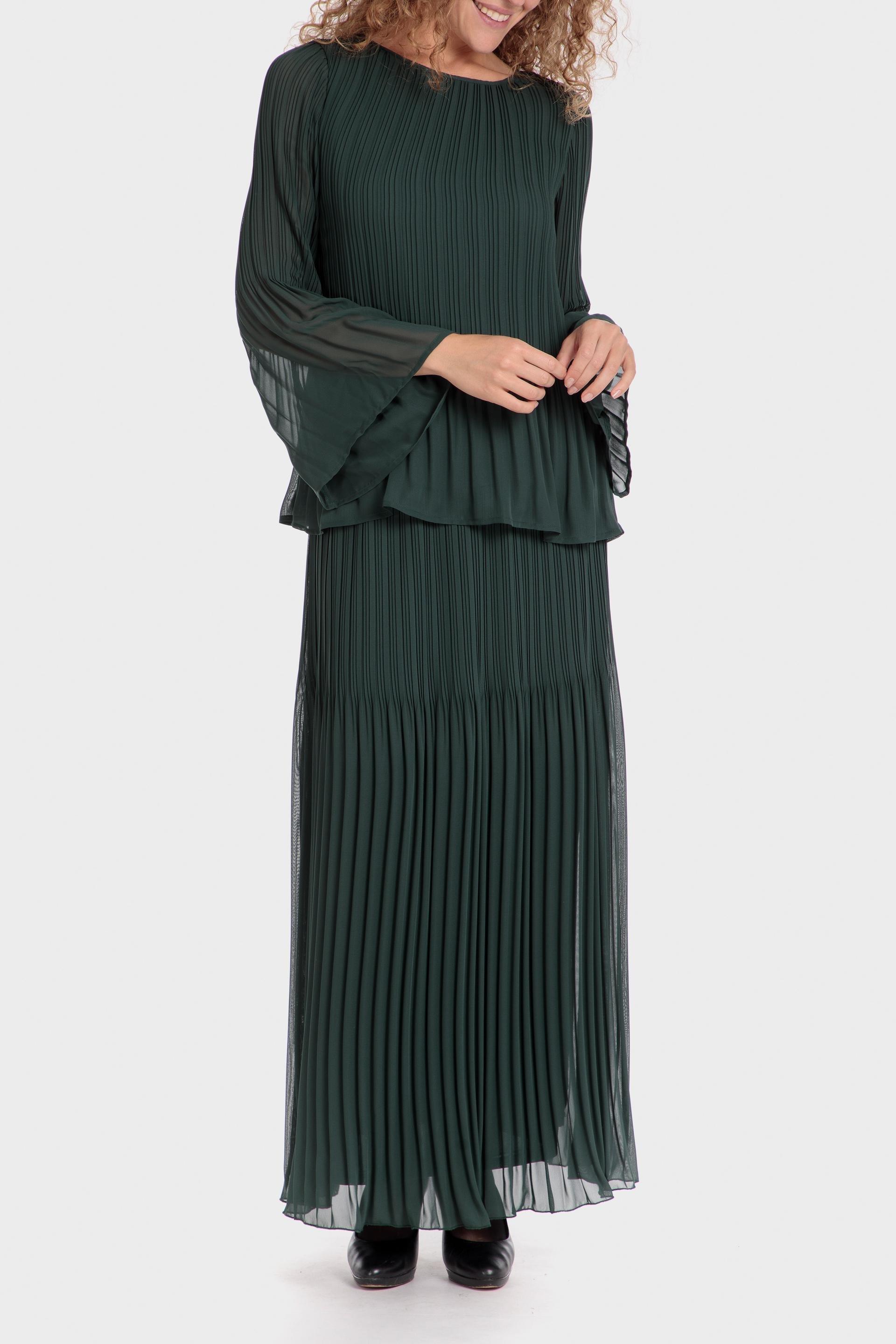 Green Pleated Maxi Skirt, , large image number 1