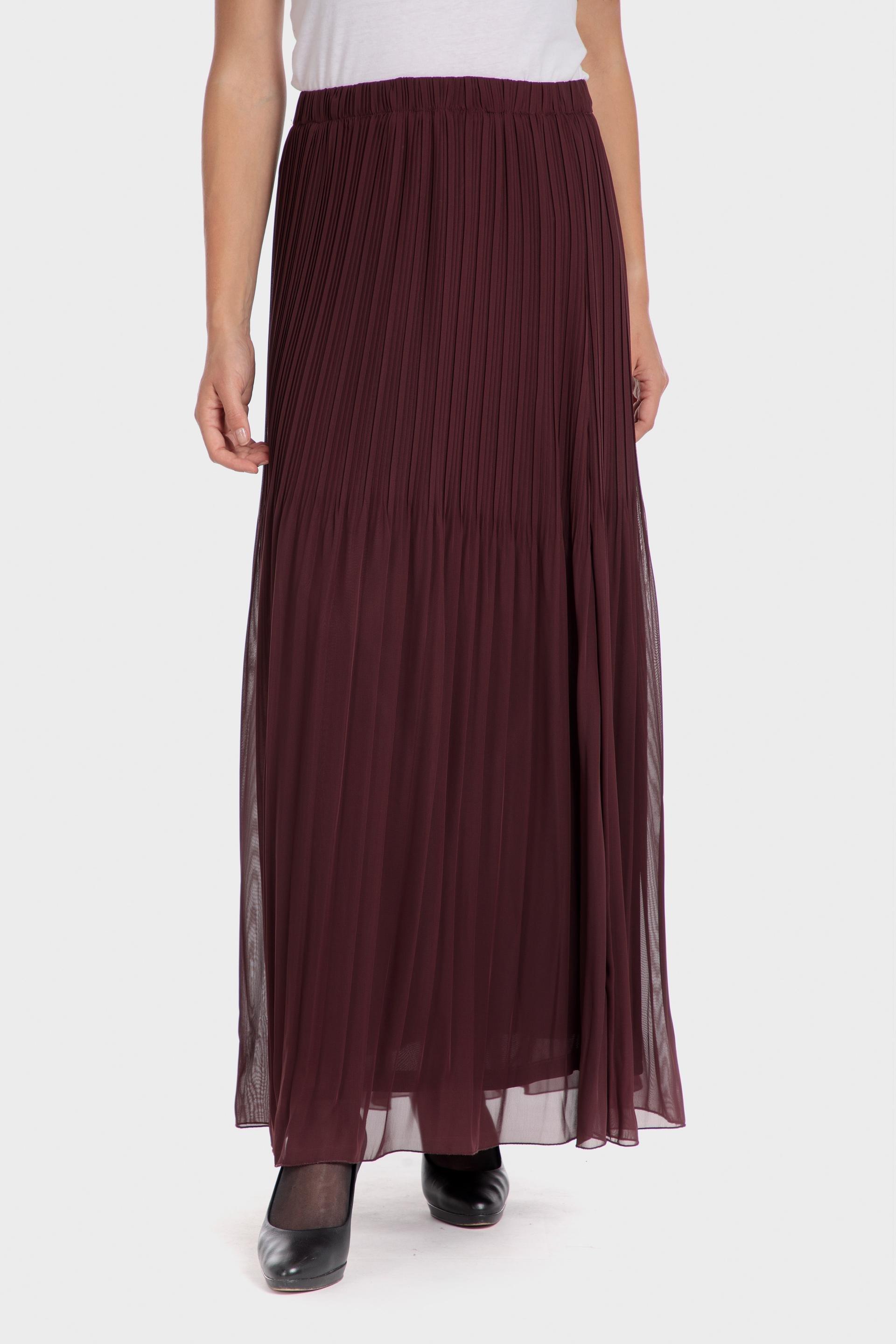 Maroon Pleated Maxi Skirt, , large image number 0