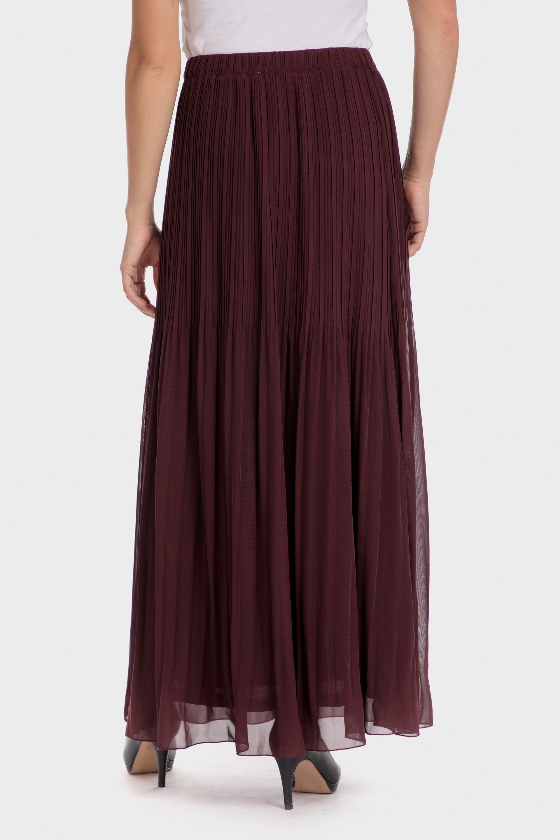 Maroon Pleated Maxi Skirt, , large image number 1