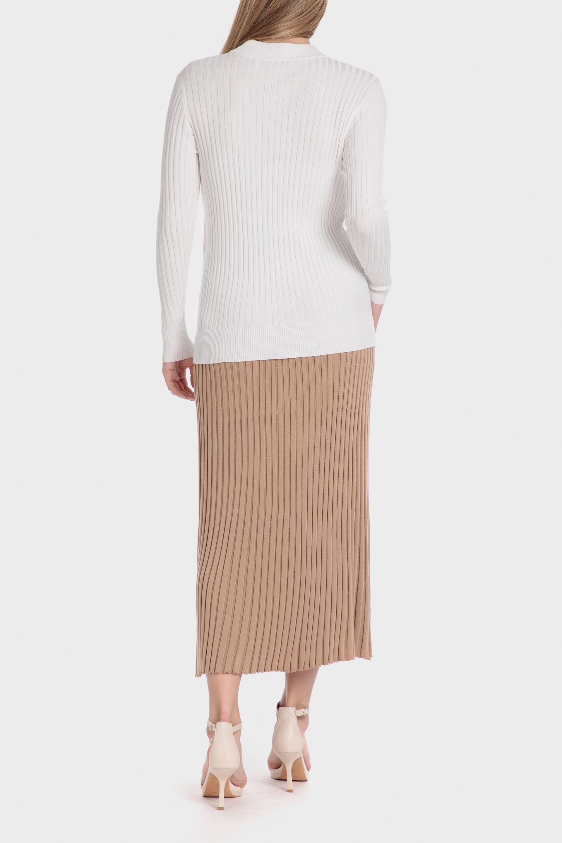 Beige Textured Pleated Midi Skirt, , large image number 2