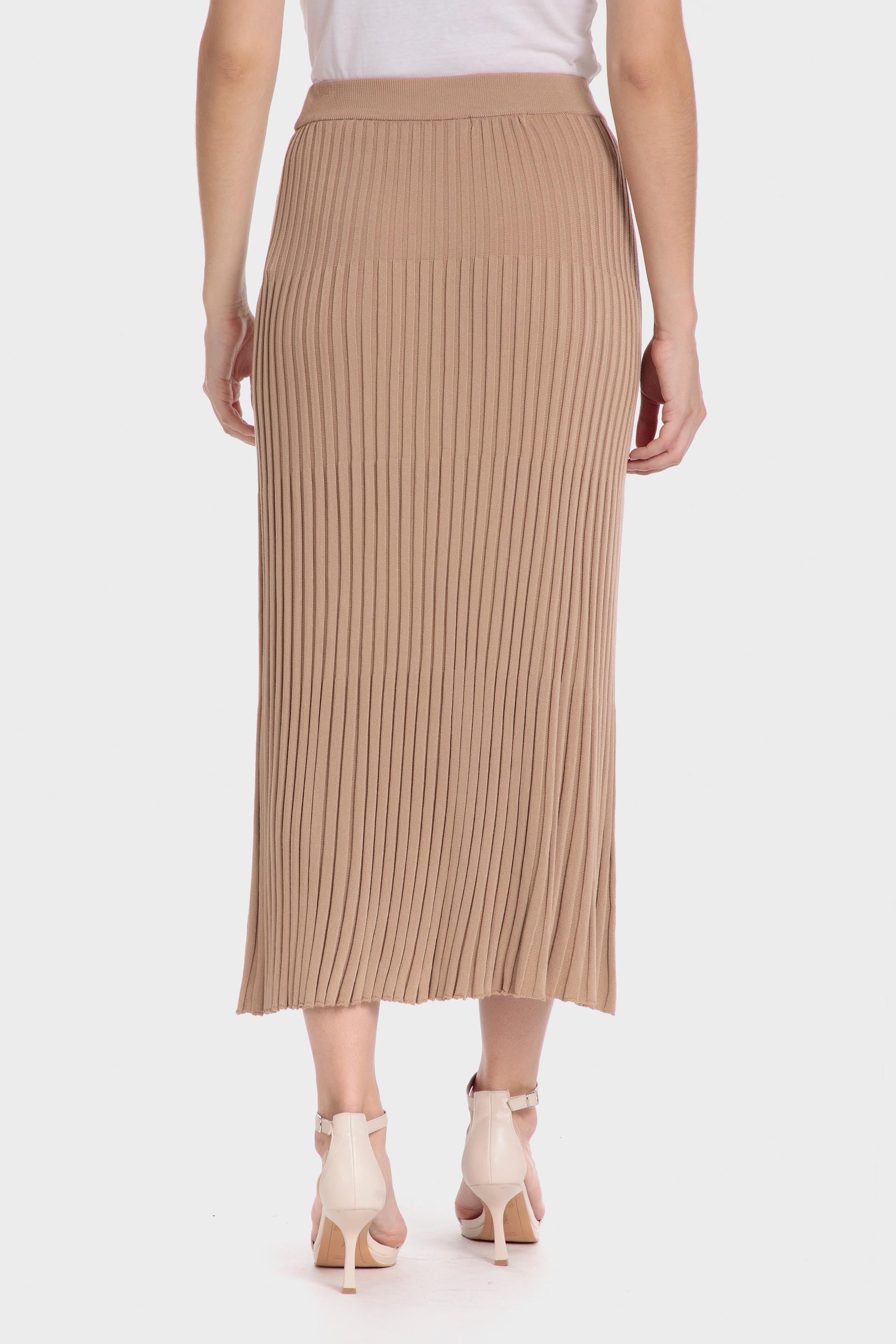 Beige Textured Pleated Midi Skirt, , large image number 3