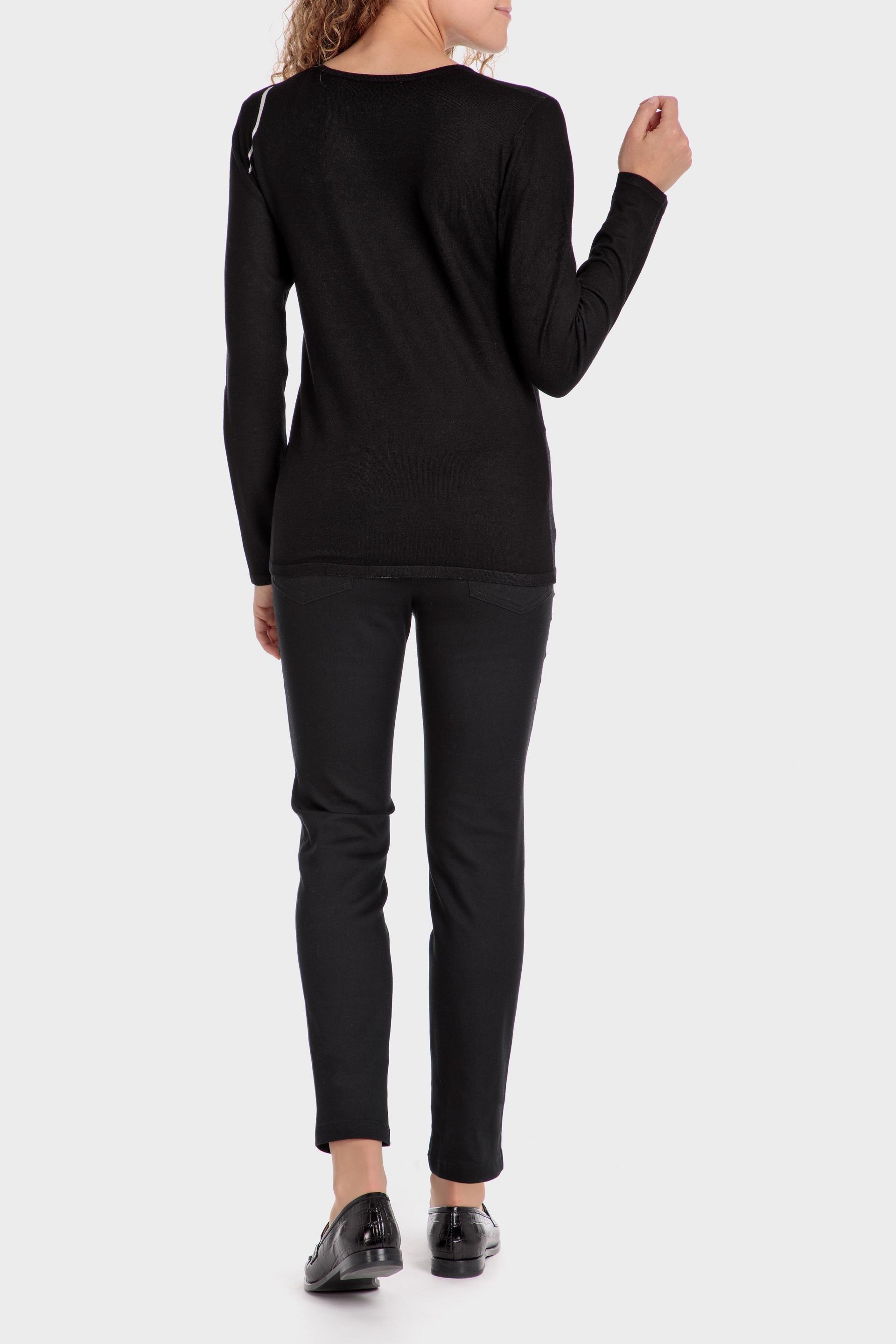 Black Floral Jumpers Sweater, Black, large image number 2