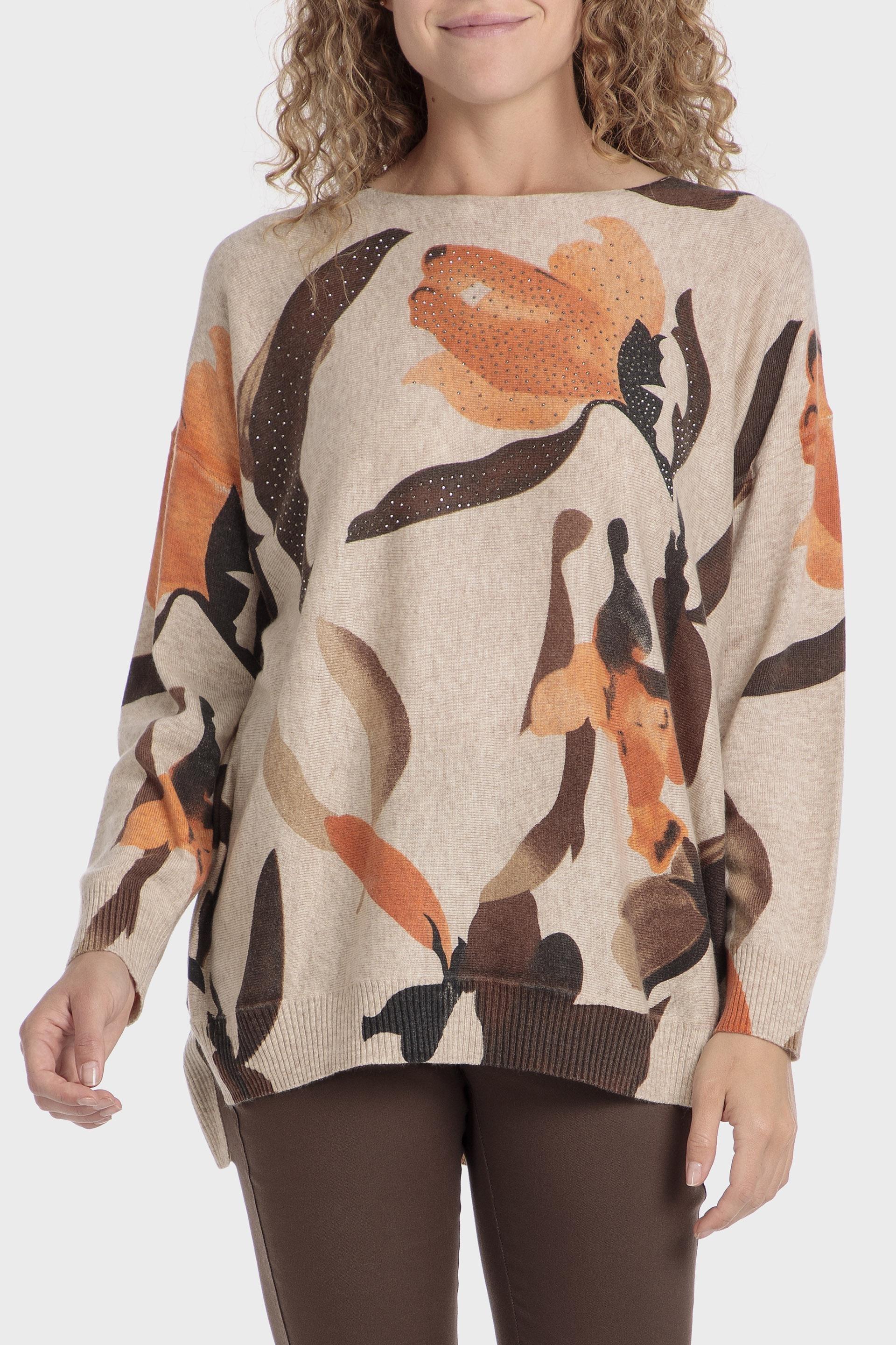 Multicolour Floral Oversized Sweater, , large image number 0