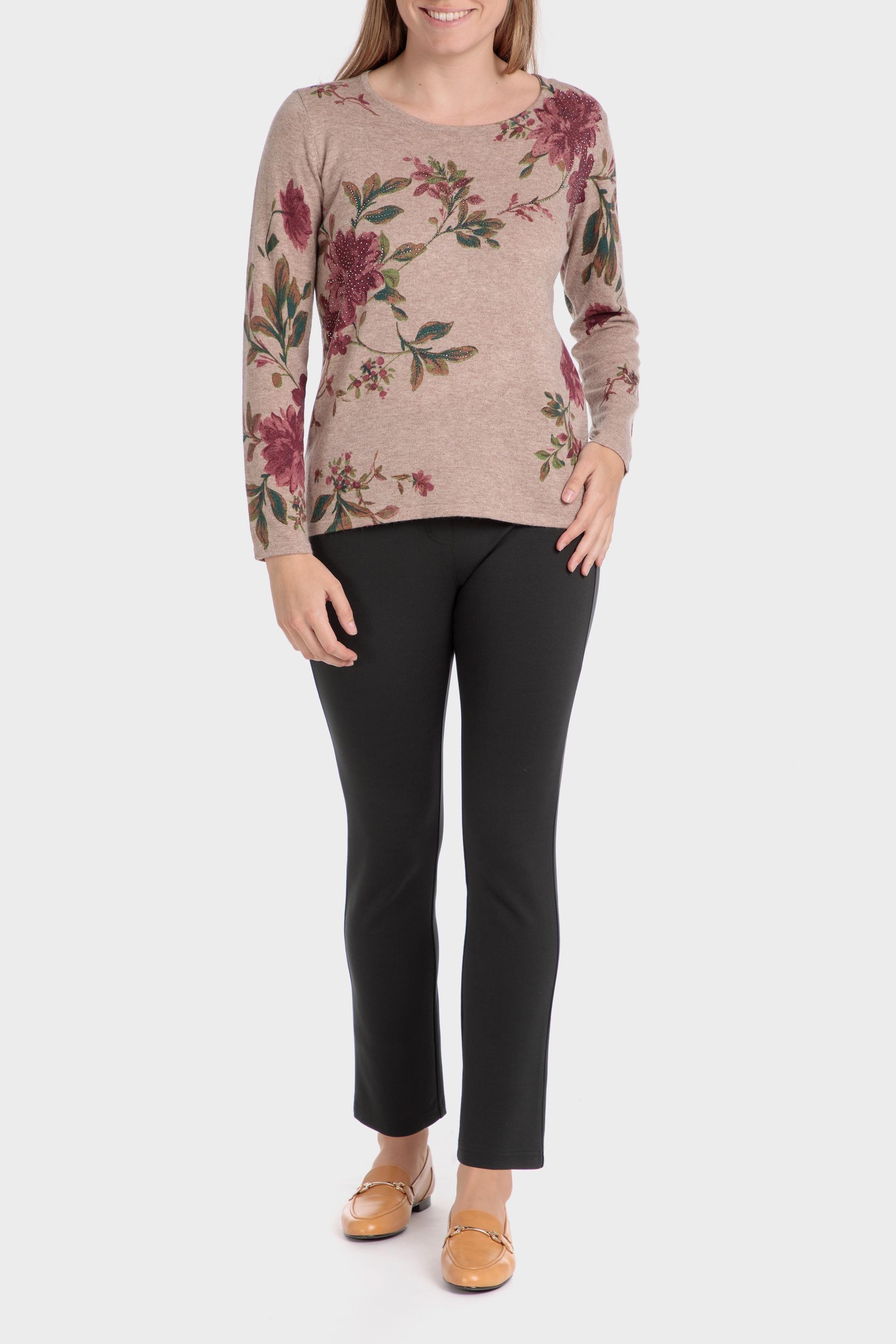 Beige Embroidered Jumpers Sweater, , large image number 1