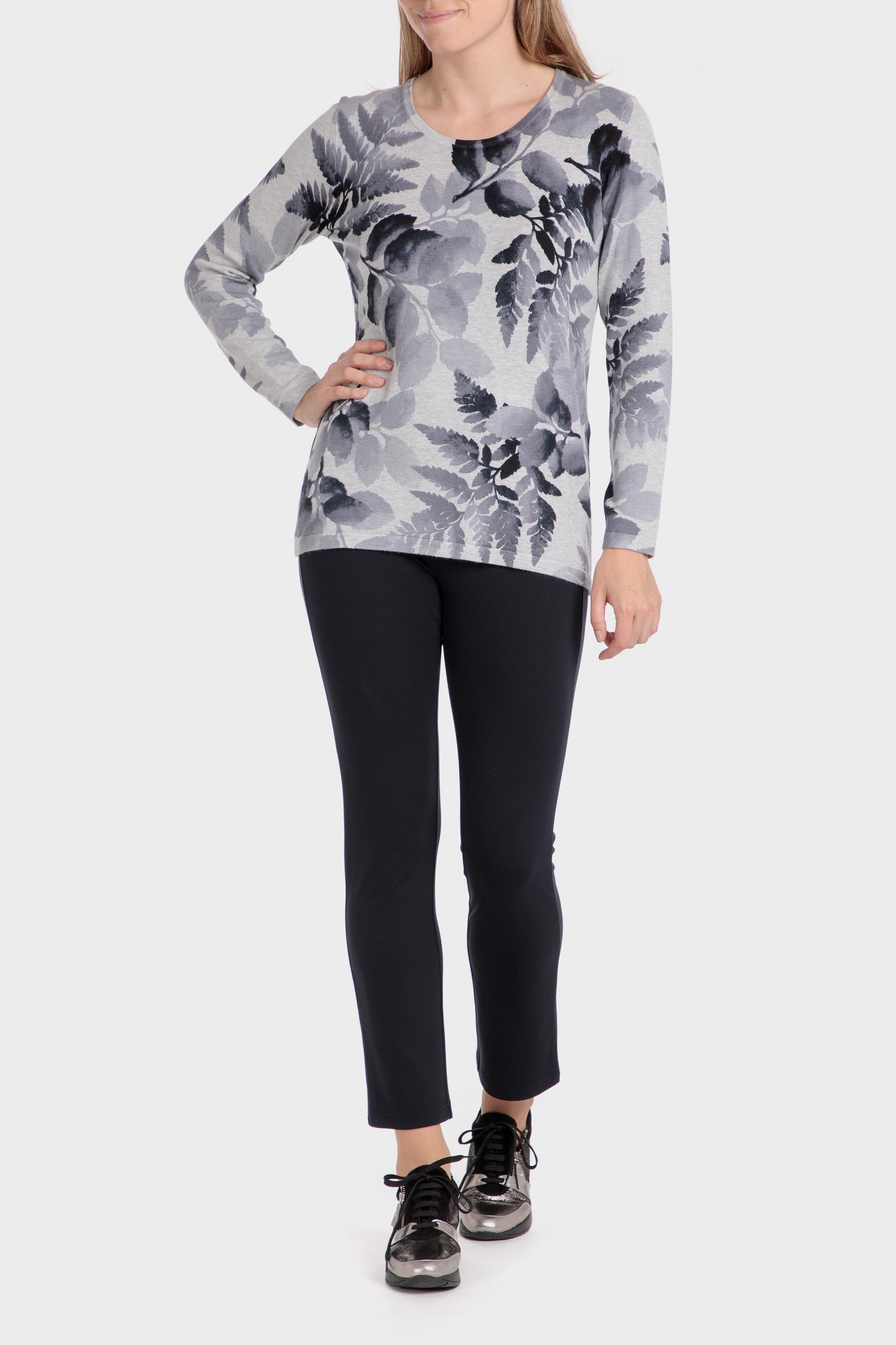 Grey Leaf Printed Jumper, , large image number 1