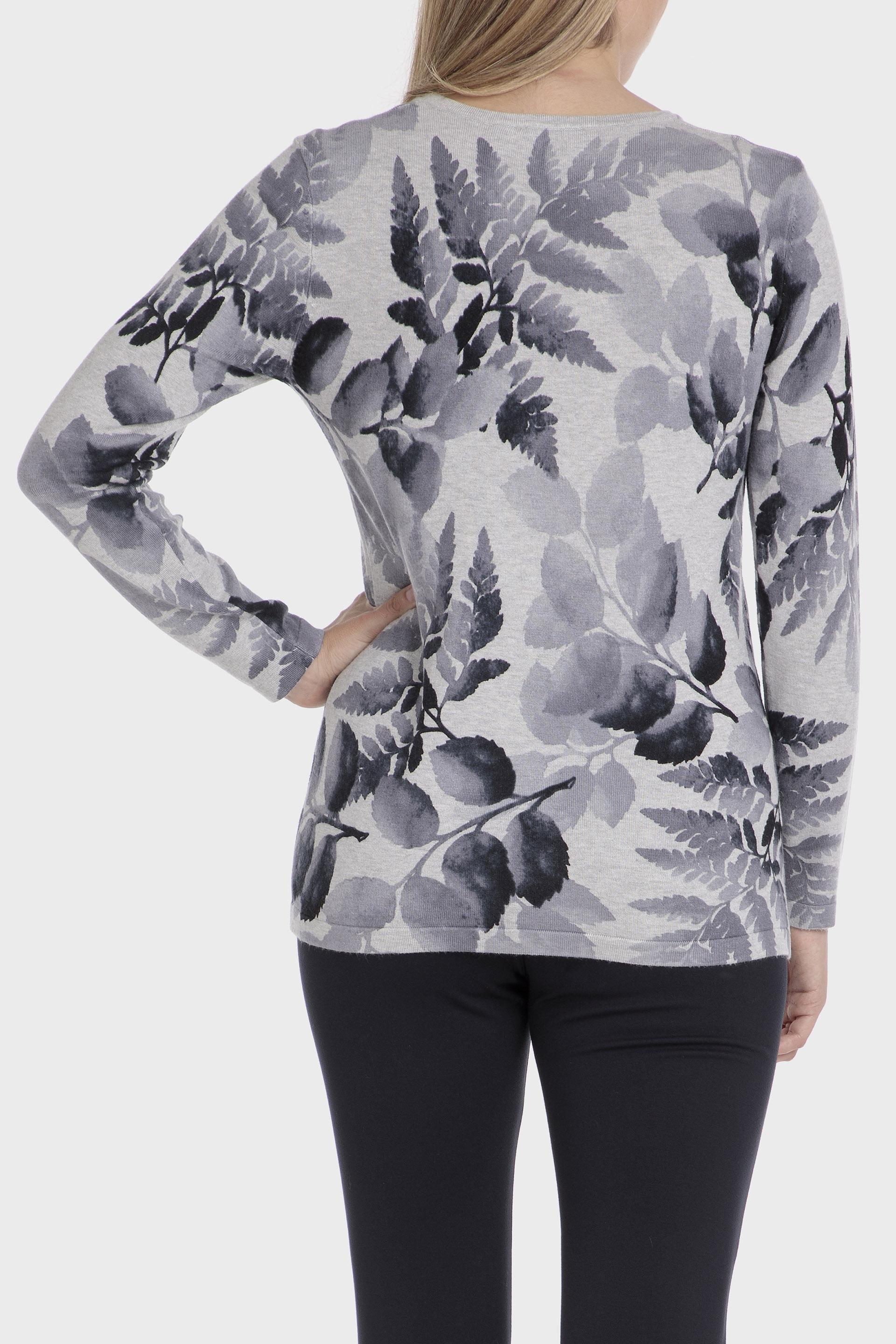 Grey Leaf Printed Jumper, , large image number 2
