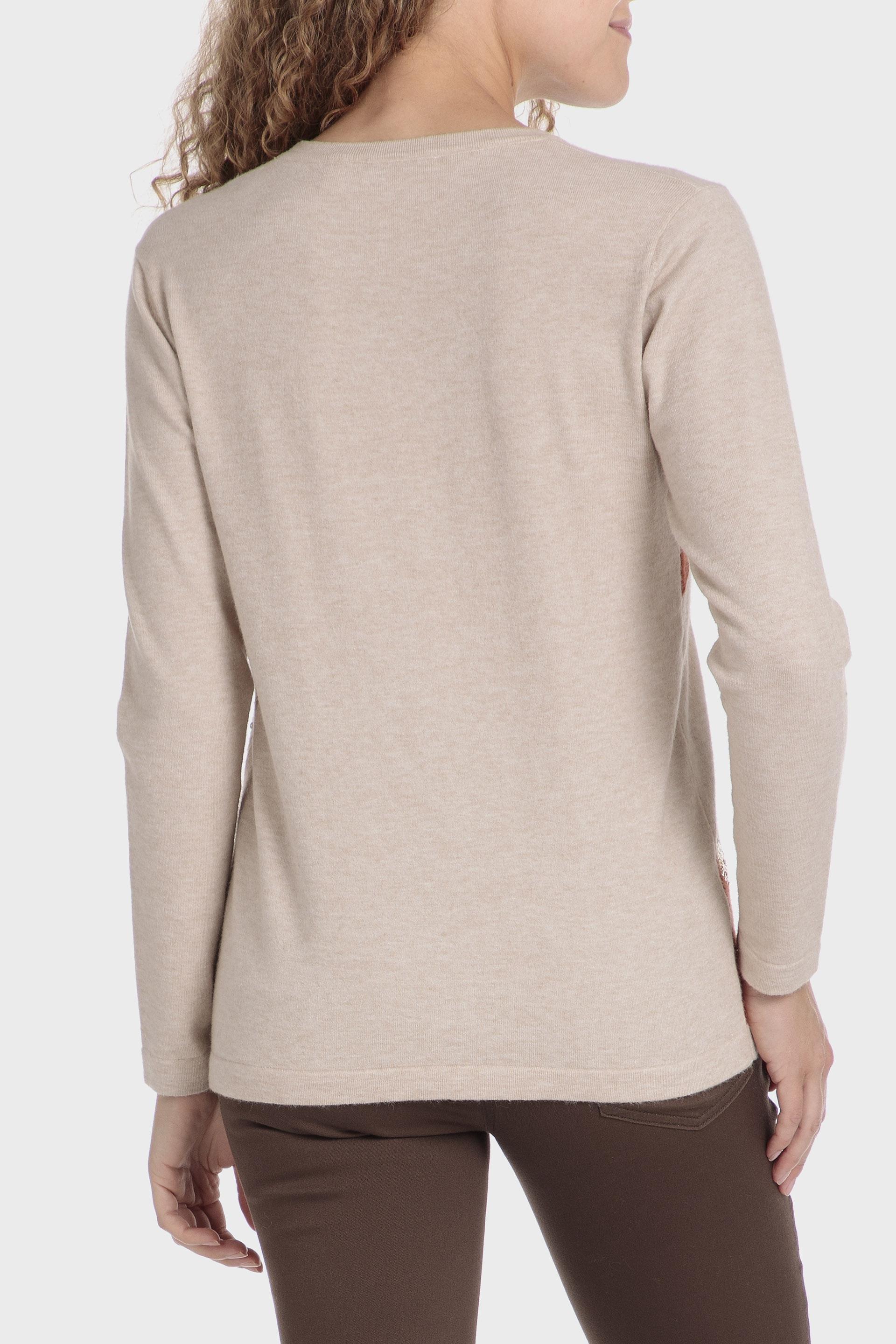 Beige Geometric Print Sweater, , large image number 2