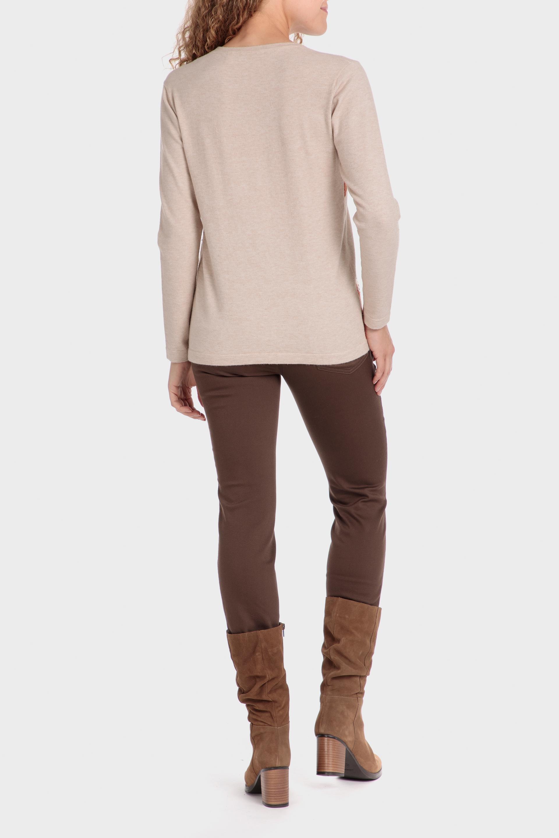 Beige Geometric Print Sweater, , large image number 3