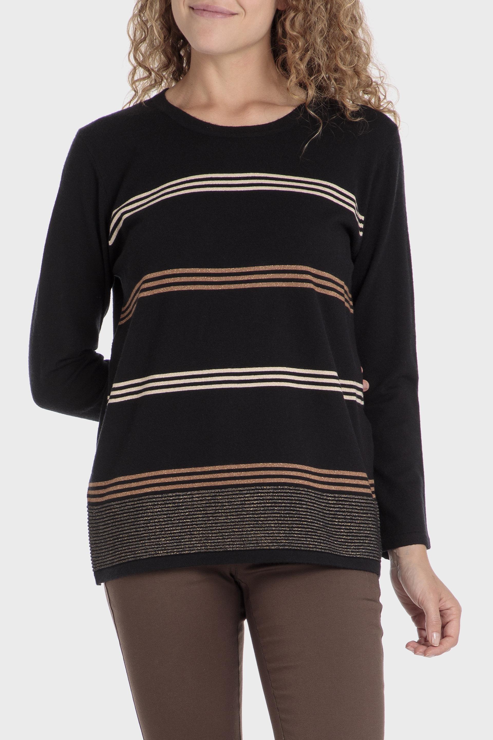 Black Striped Sweater, , large image number 1
