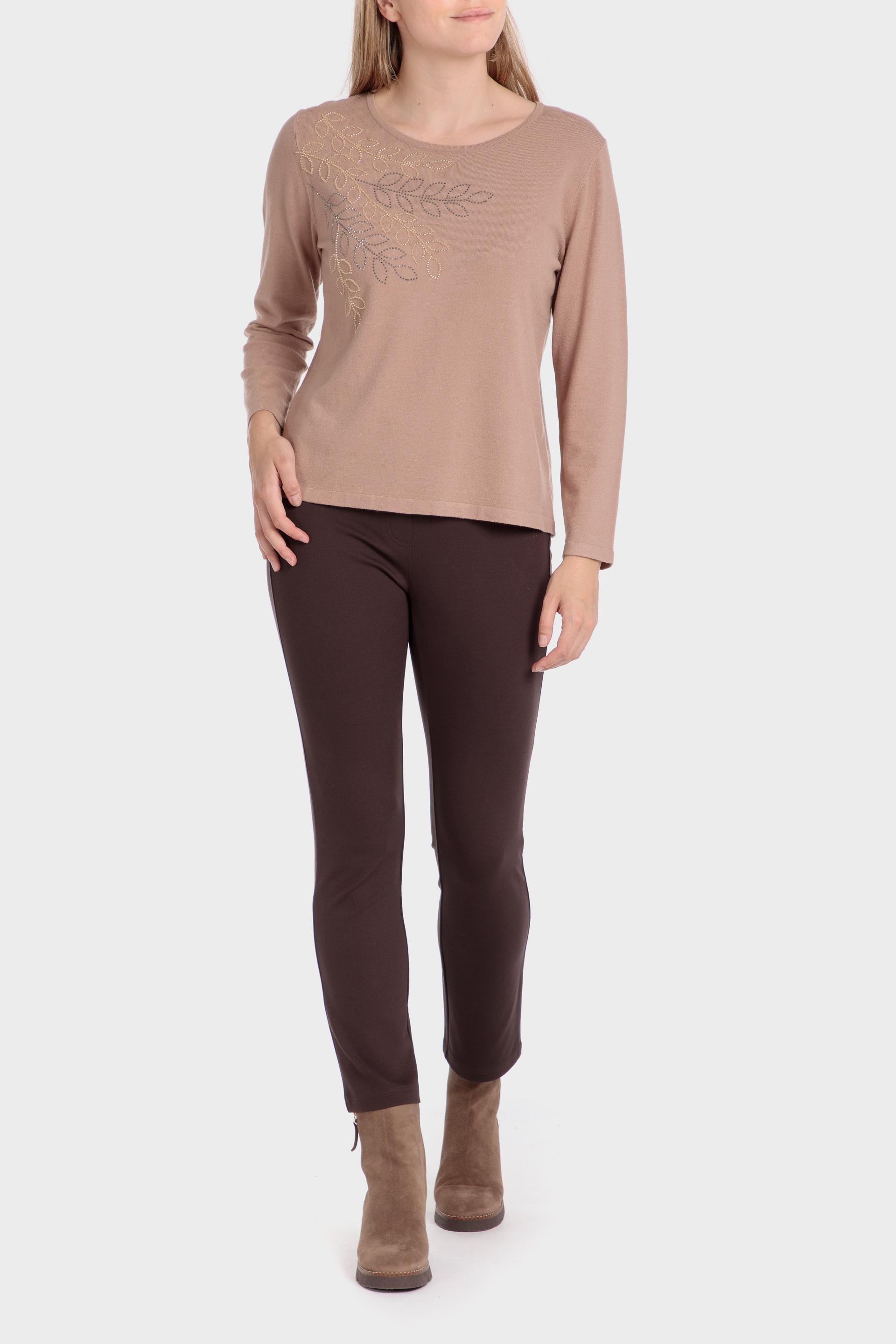 Beige Embroidered Sweater, , large image number 1