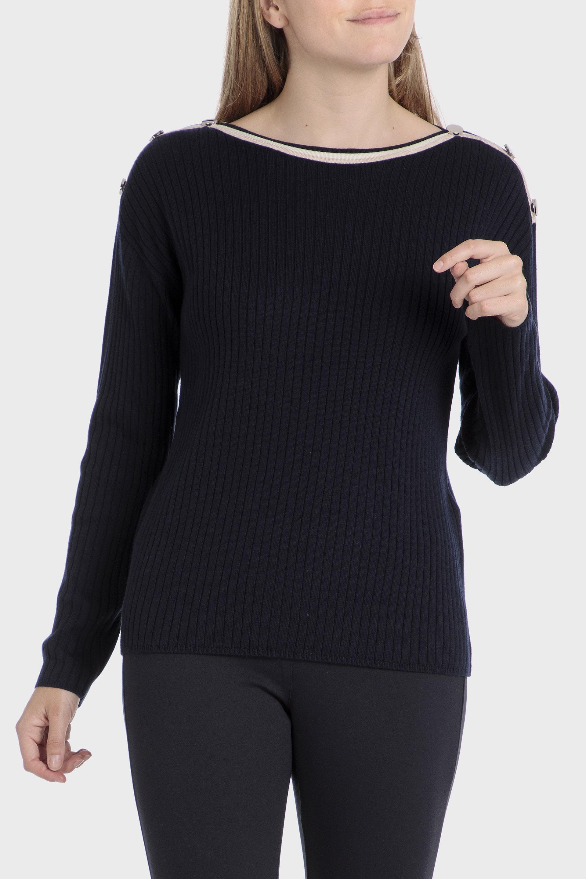 Navy Textured Ribbed Sweater, , large image number 0