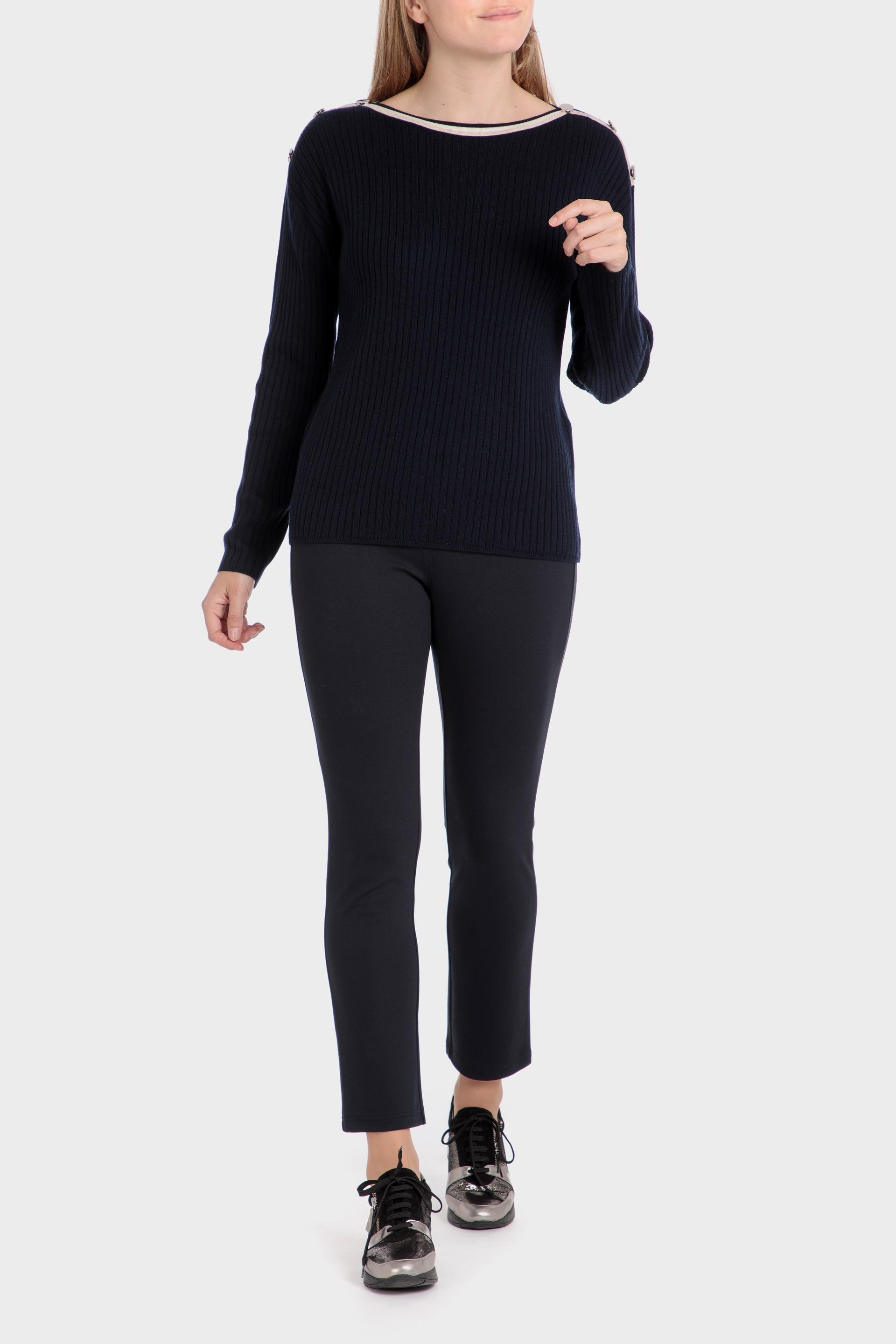 Navy Textured Ribbed Sweater, , large image number 1