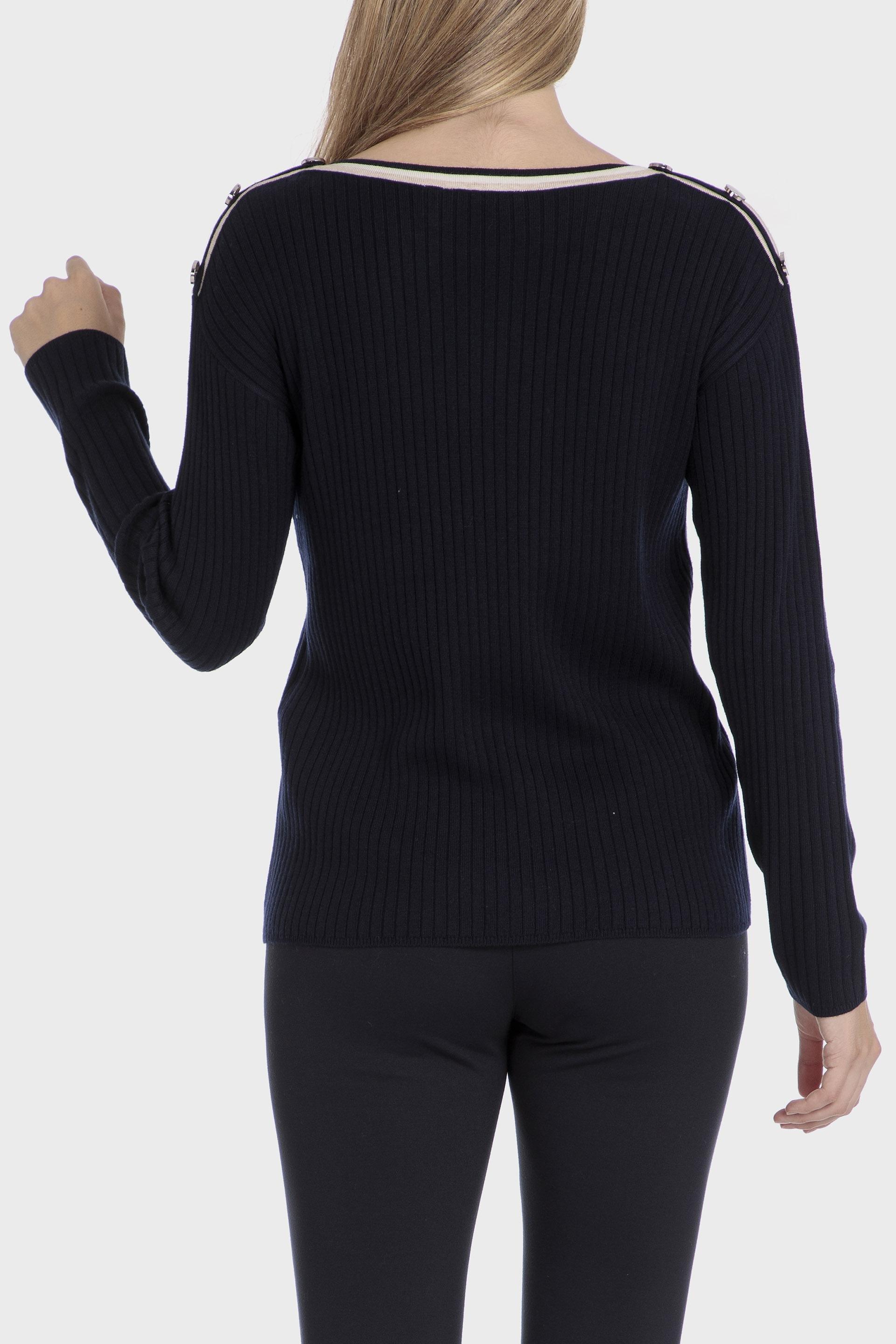 Navy Textured Ribbed Sweater, , large image number 2