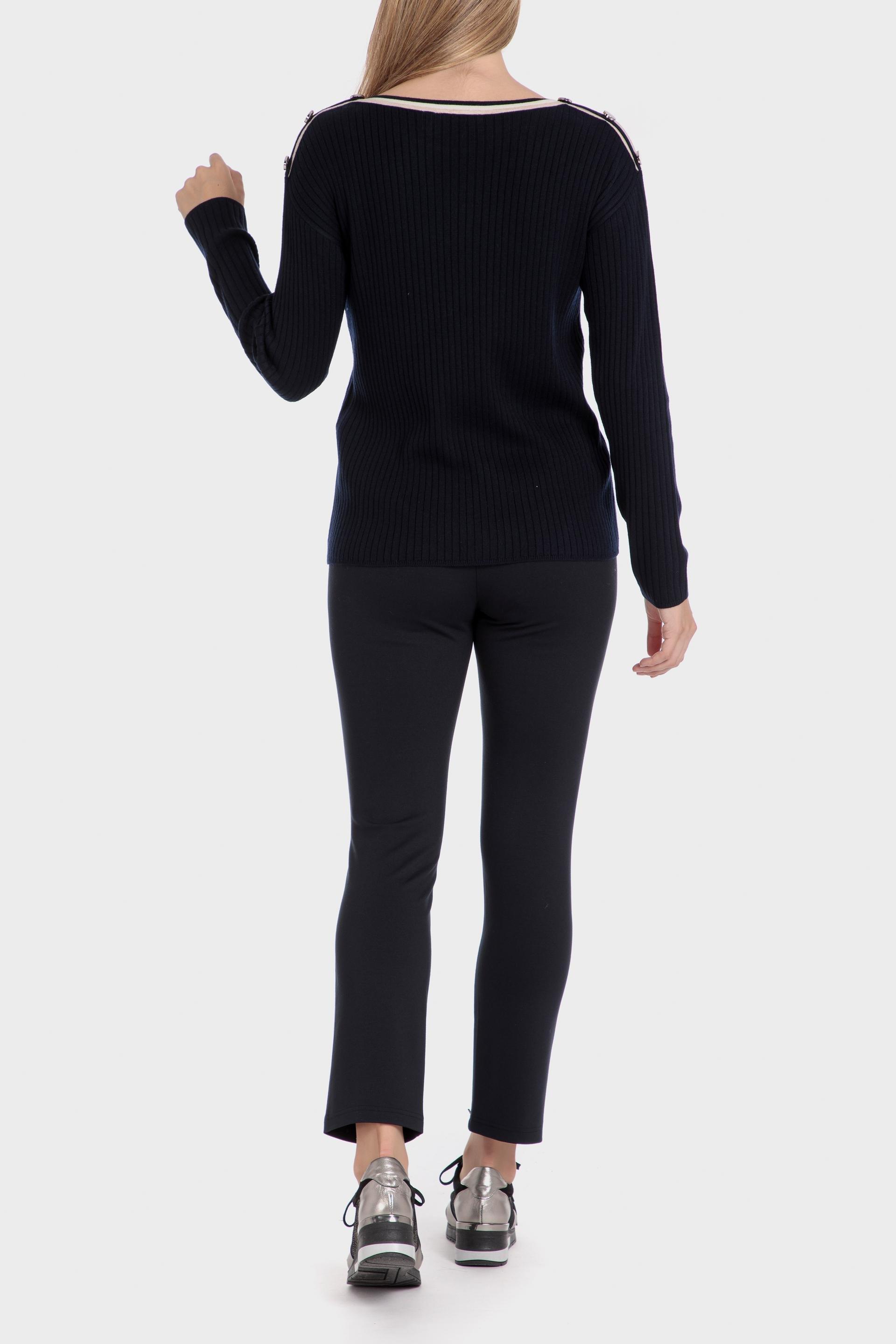 Navy Textured Ribbed Sweater, , large image number 4