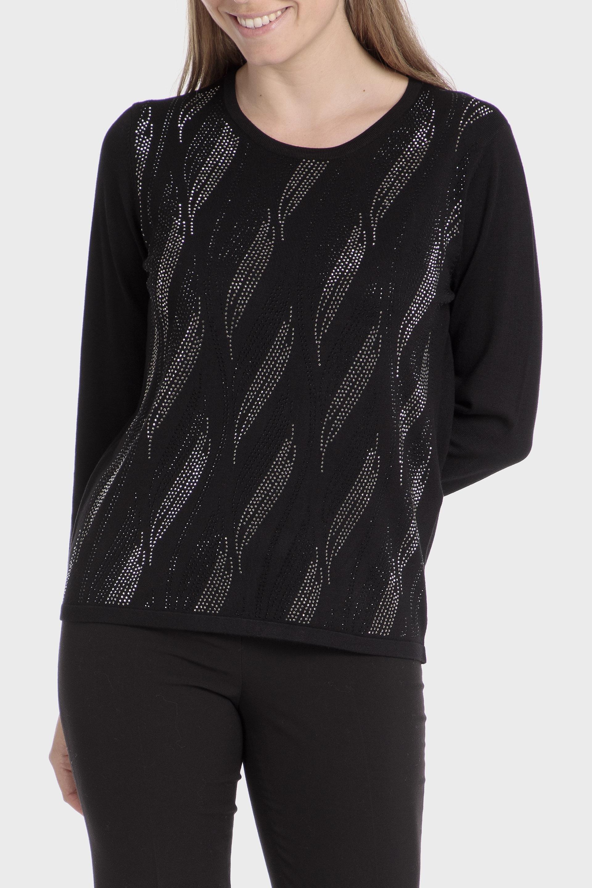 Black Round Neck Sweater, , large image number 0