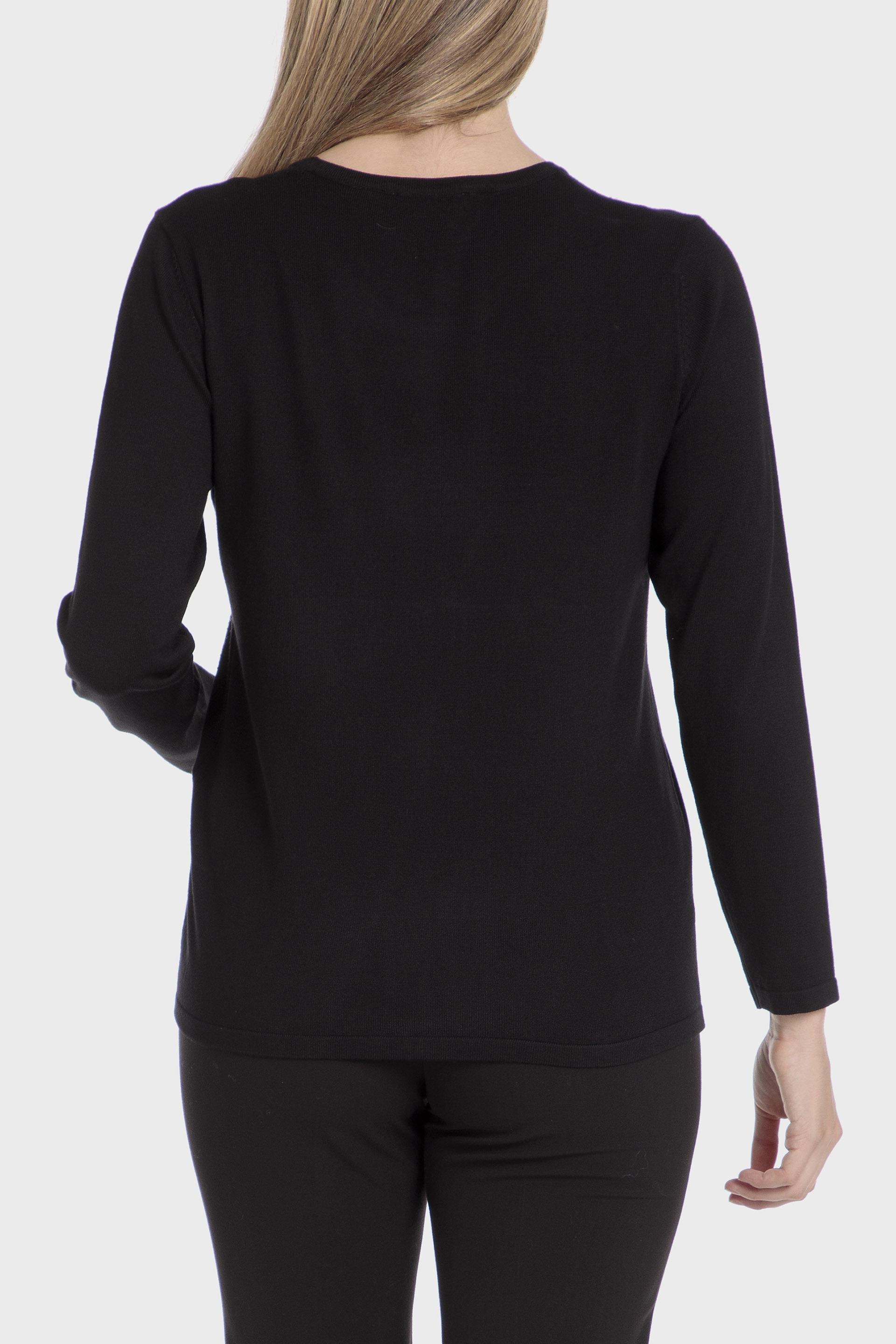 Black Round Neck Sweater, , large image number 2