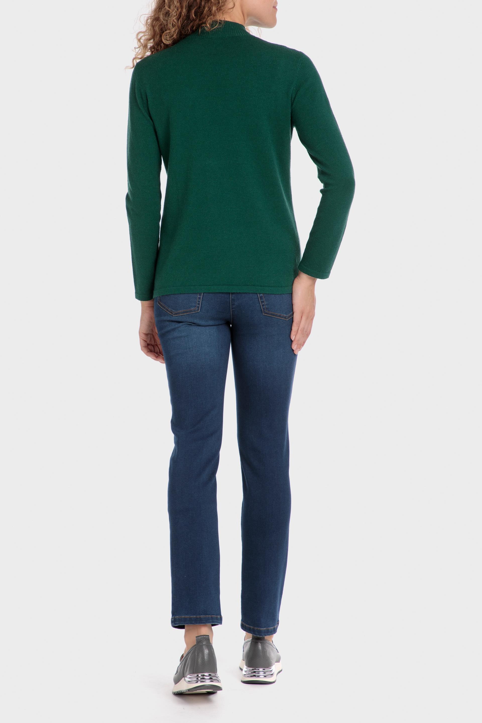 Green Plain Basic Turtleneck, , large image number 1