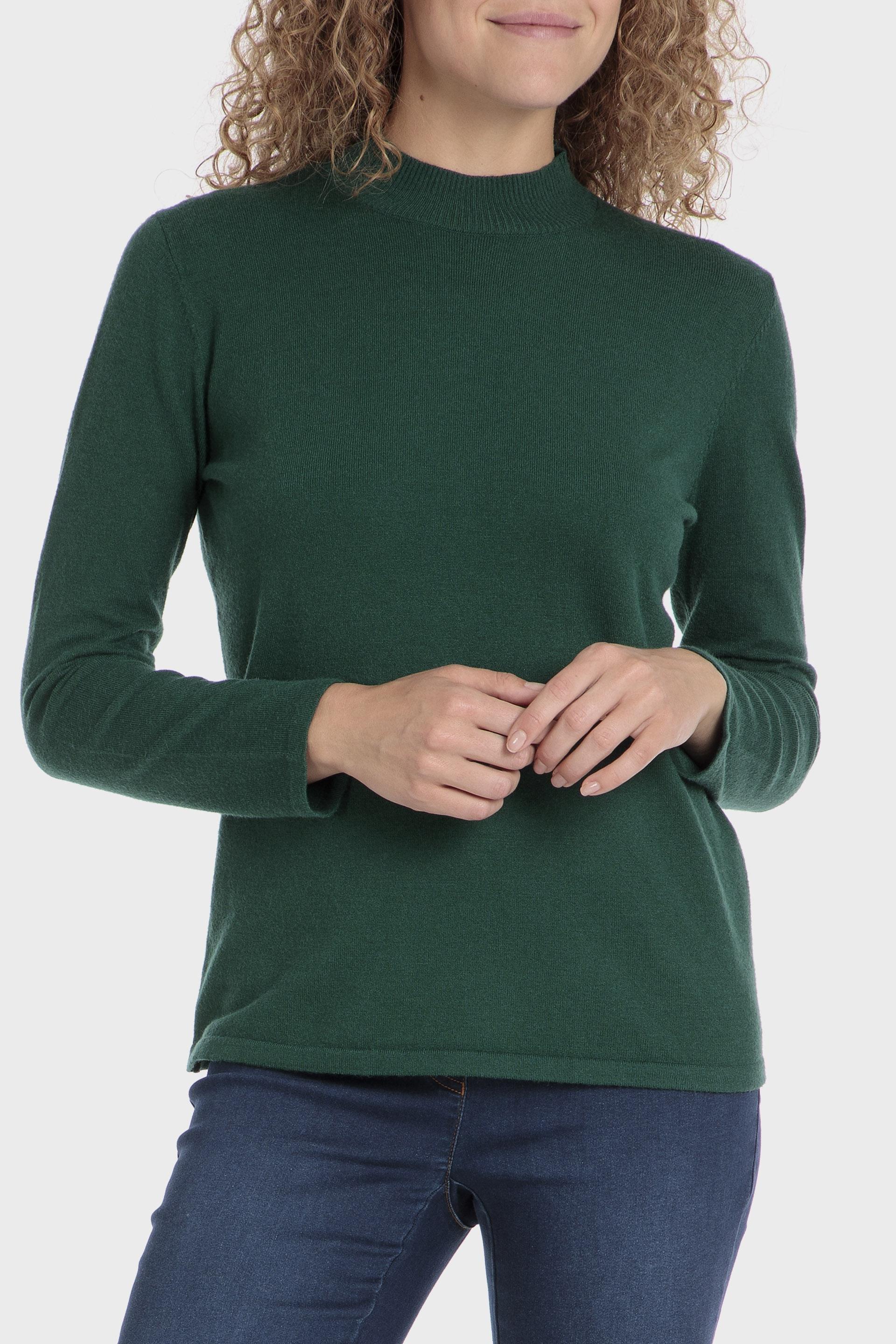 Green Plain Basic Turtleneck, , large image number 2