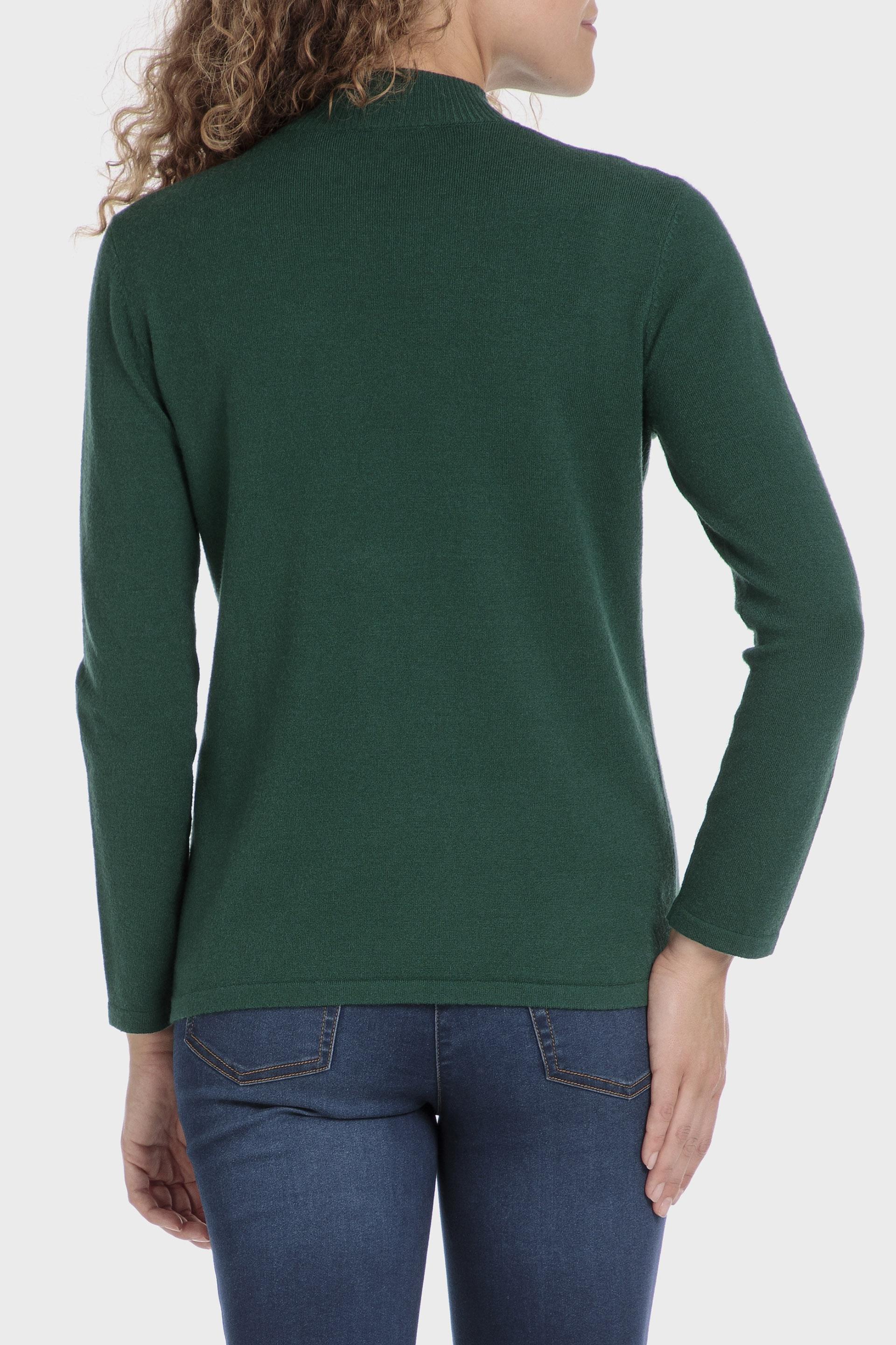 Green Plain Basic Turtleneck, , large image number 3