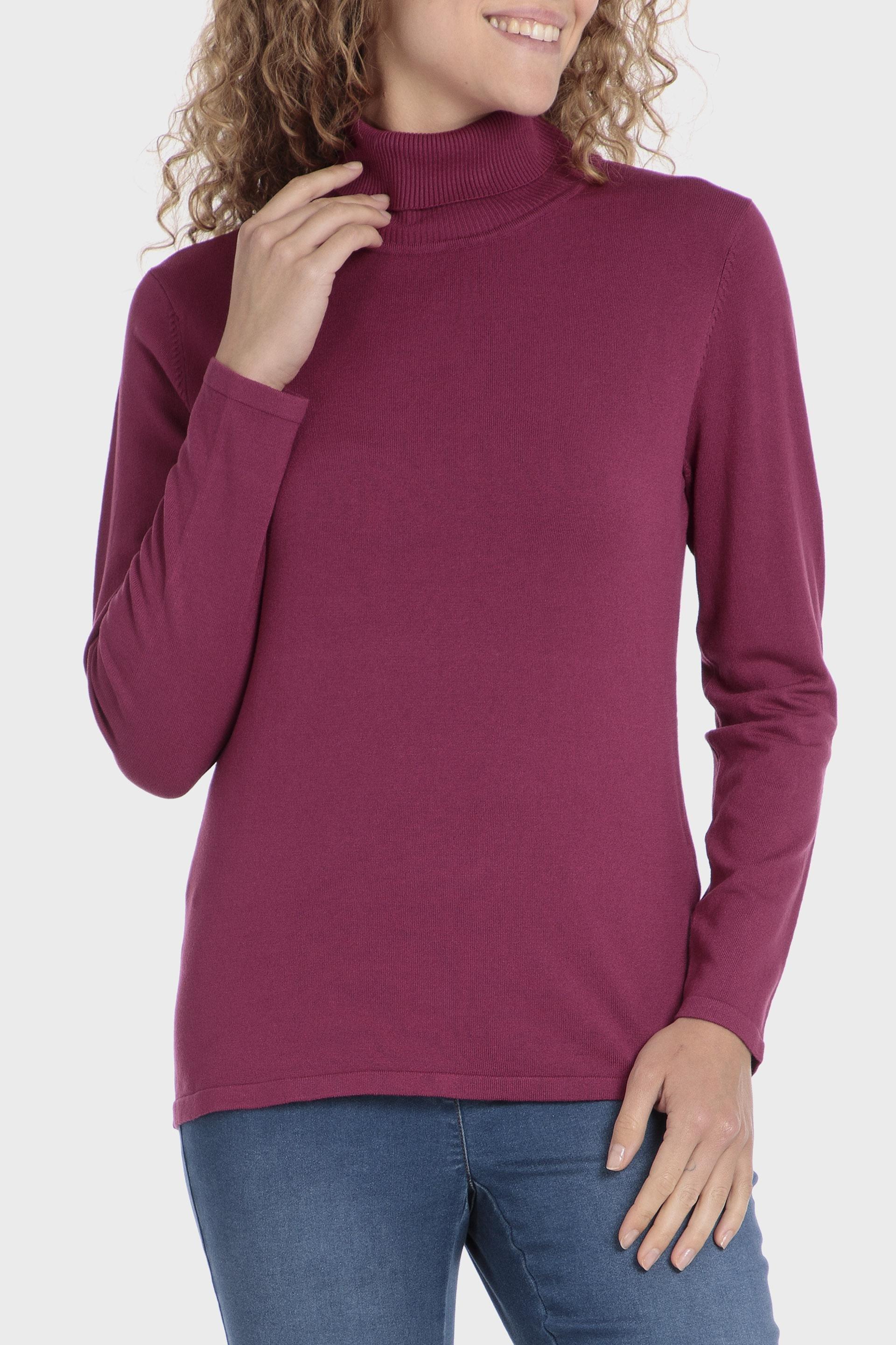 Purple Basic Turtleneck Sweater, , large image number 0