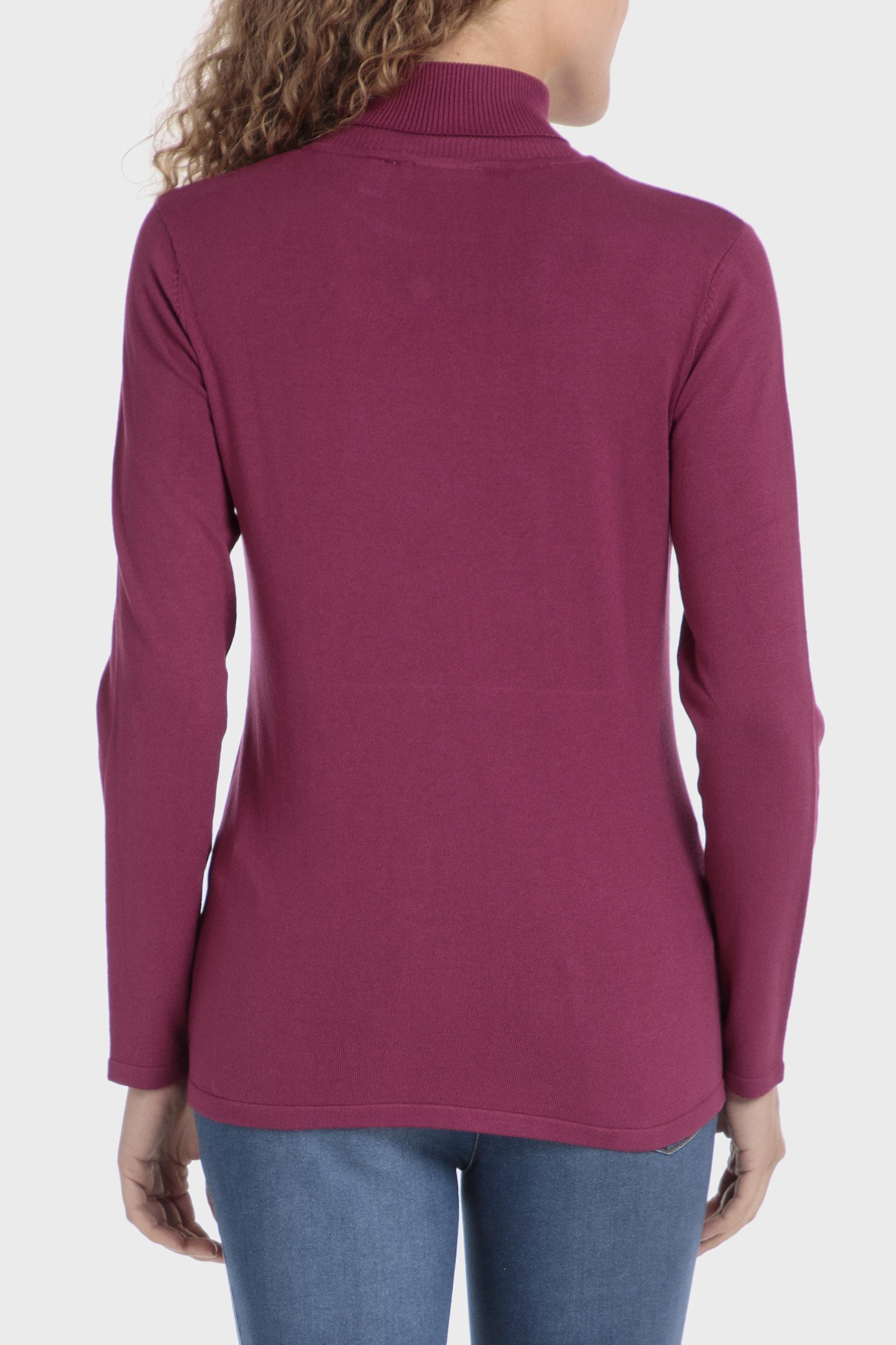 Purple Basic Turtleneck Sweater, , large image number 1