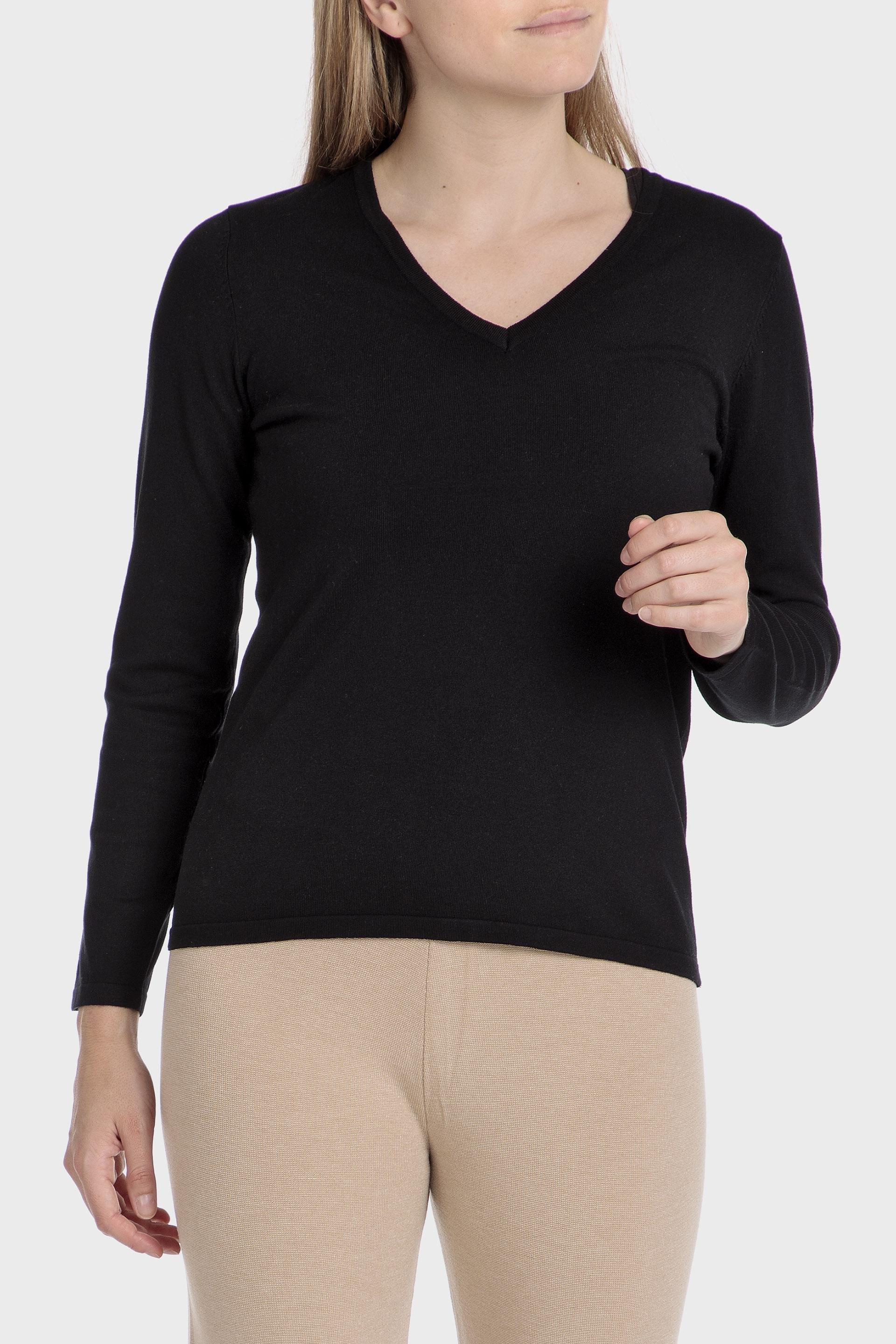Black Plain Slim Sweater, , large image number 0