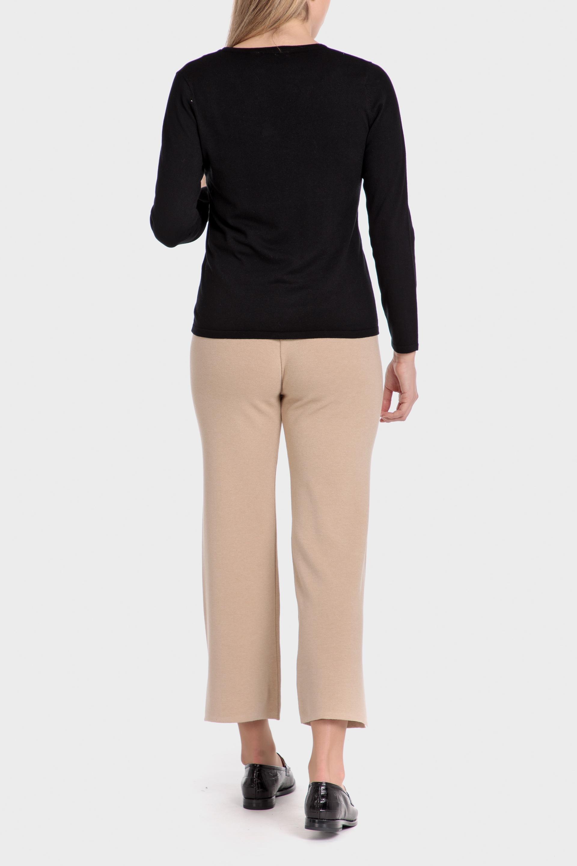 Black Plain Slim Sweater, , large image number 2