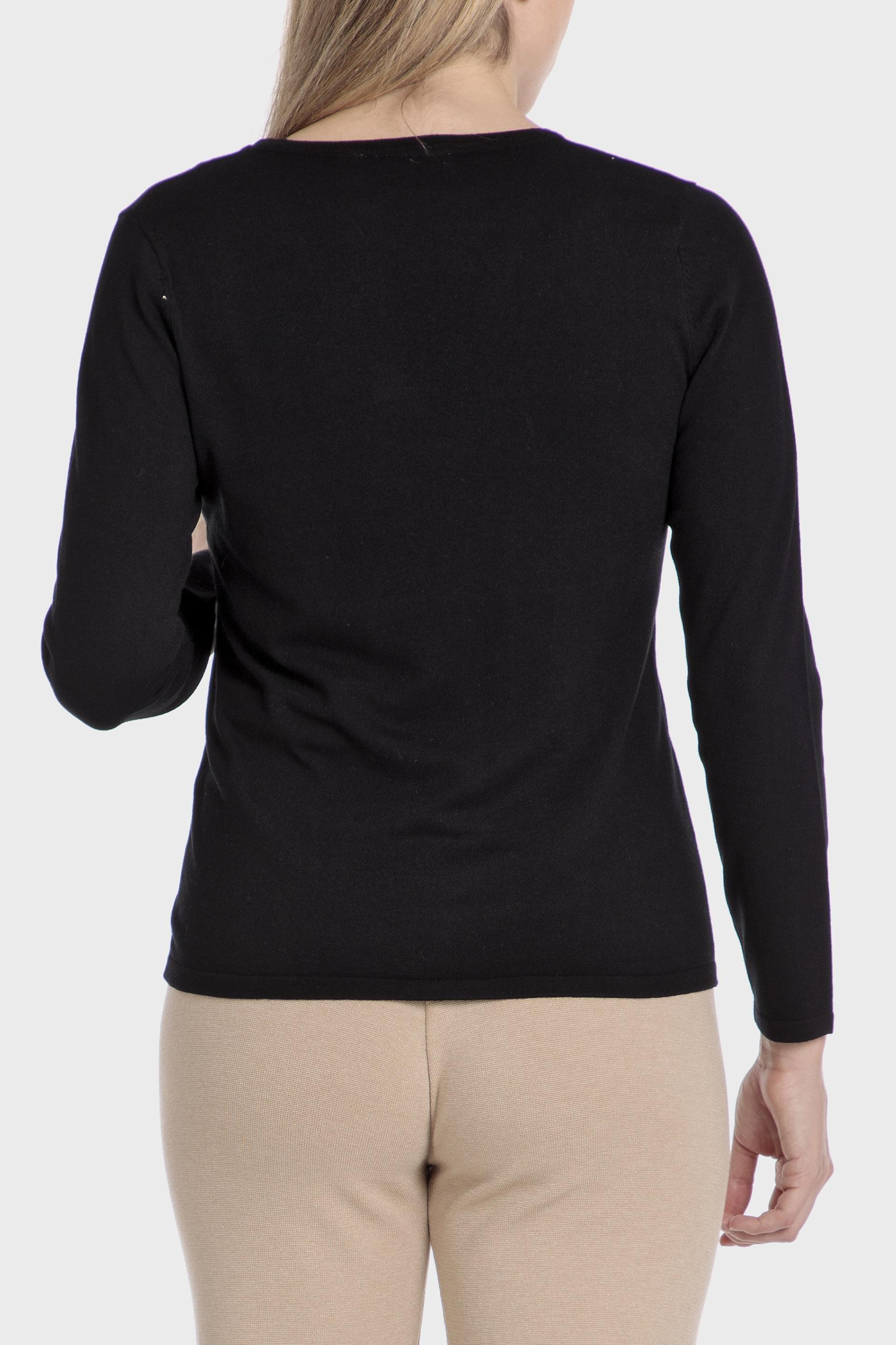 Black Plain Slim Sweater, , large image number 3