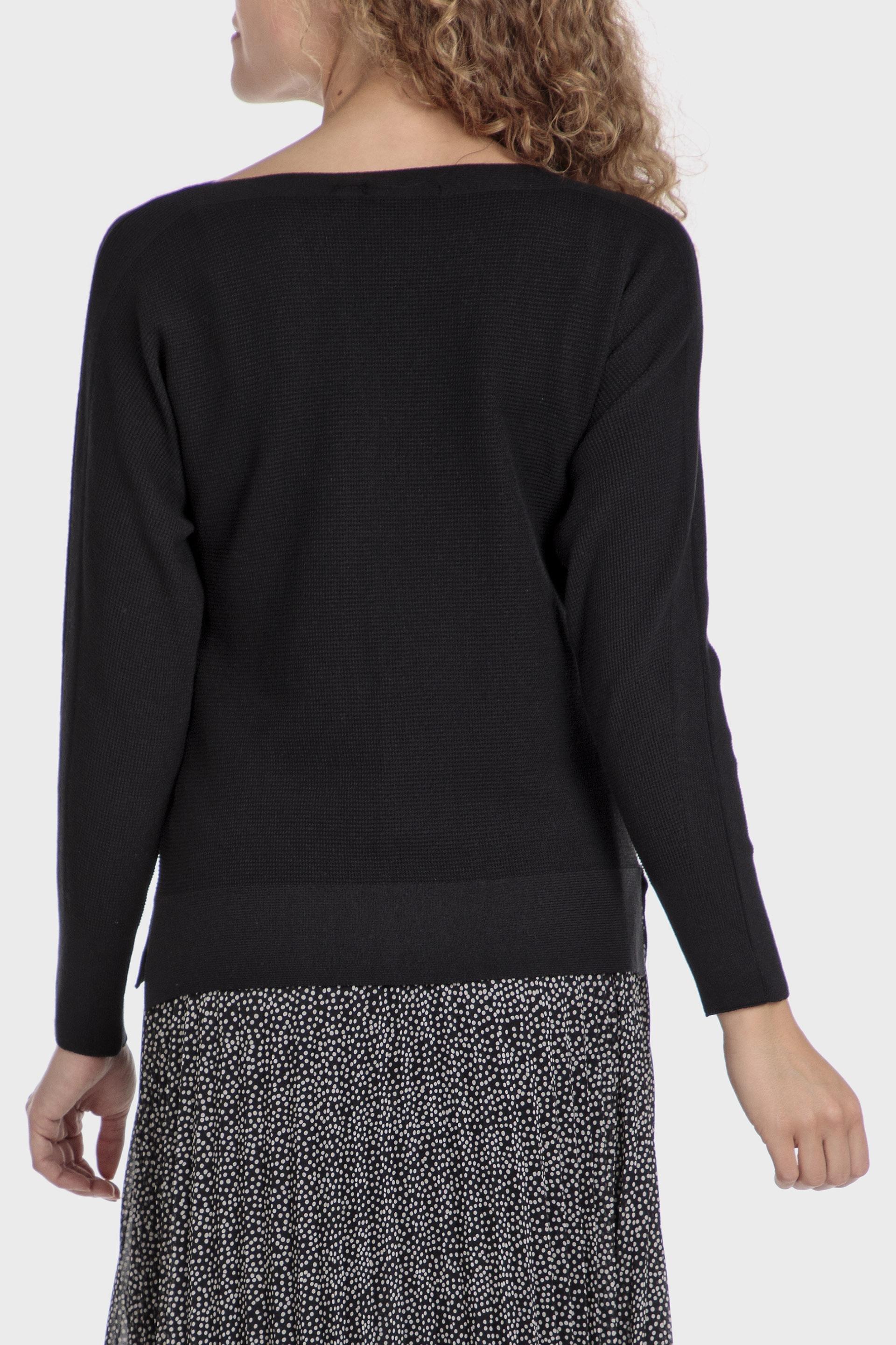 Black Textured Relaxed Sweater, , large image number 3