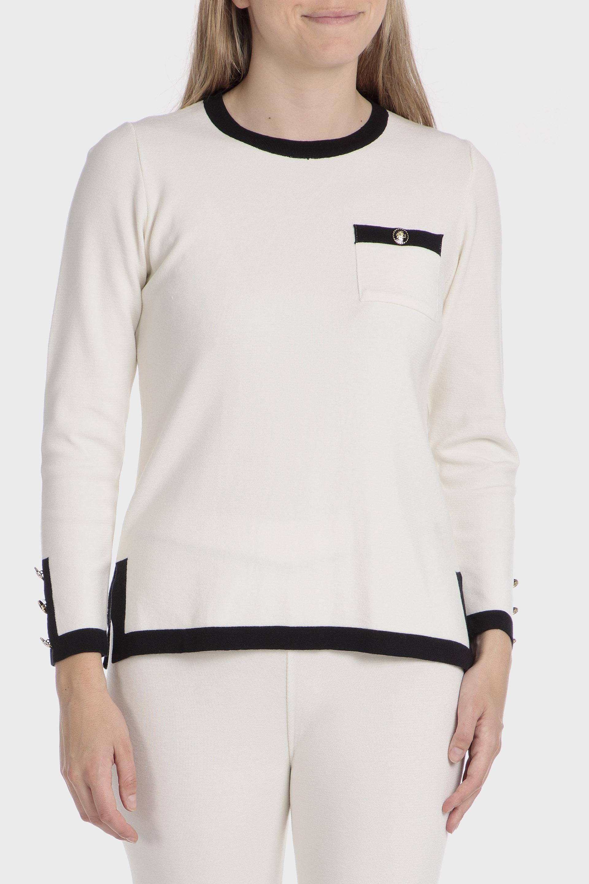 White Two Tone Jumper, , large image number 0