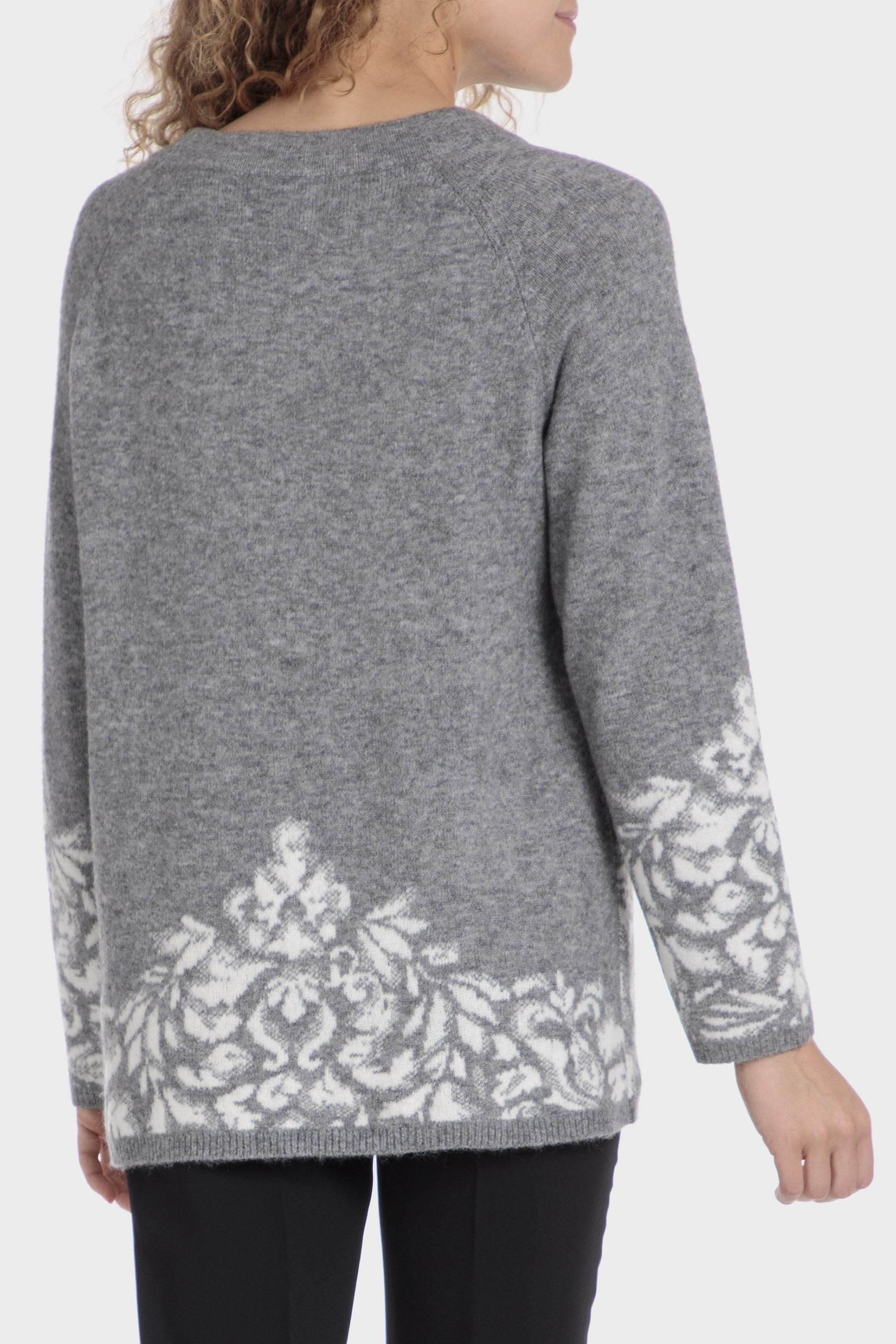 Grey Jacquared Patterned Sweater, , large image number 0
