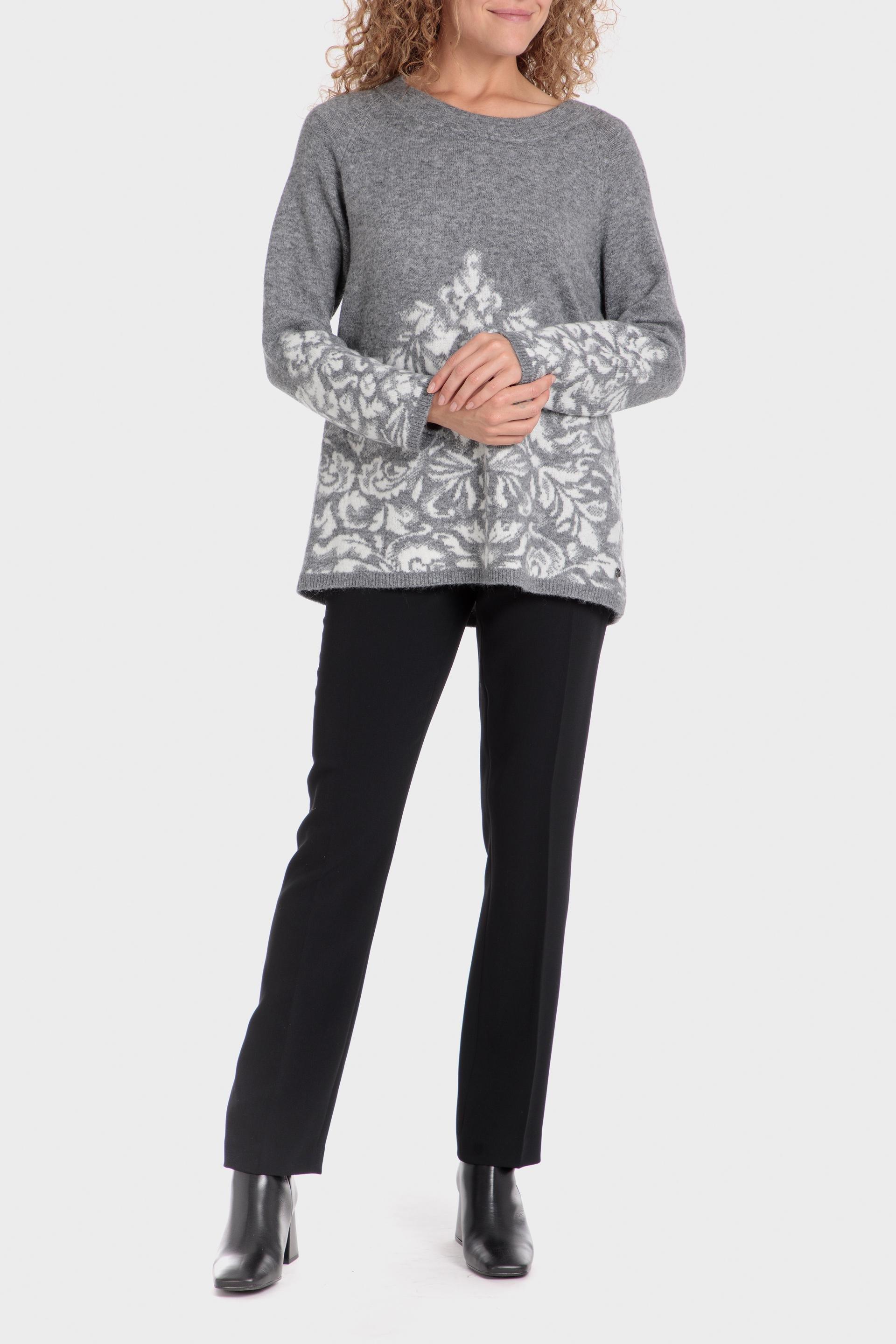 Grey Jacquared Patterned Sweater, , large image number 3
