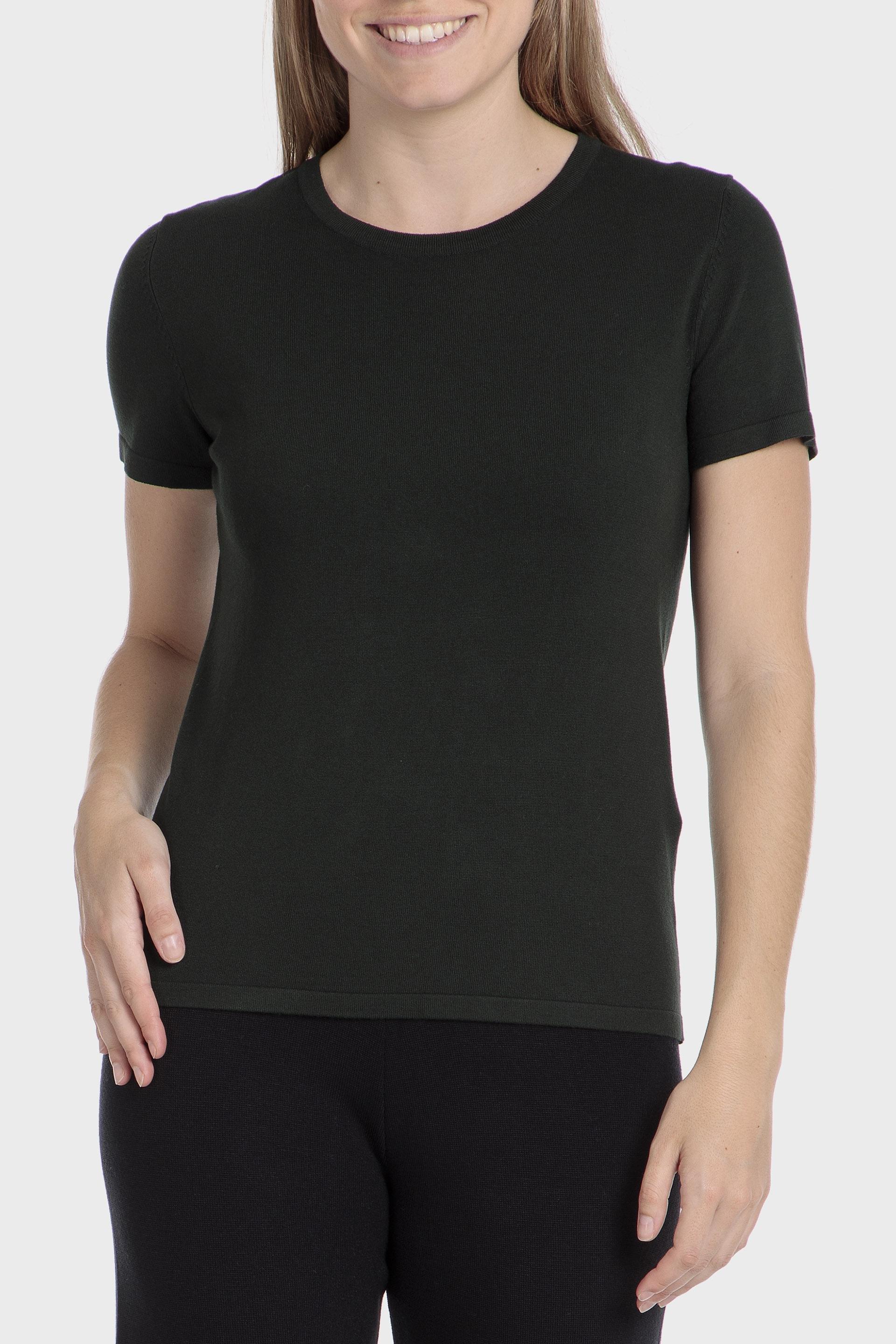 Black Plain Crew Neck T-Shirt, Green Forest, large image number 0