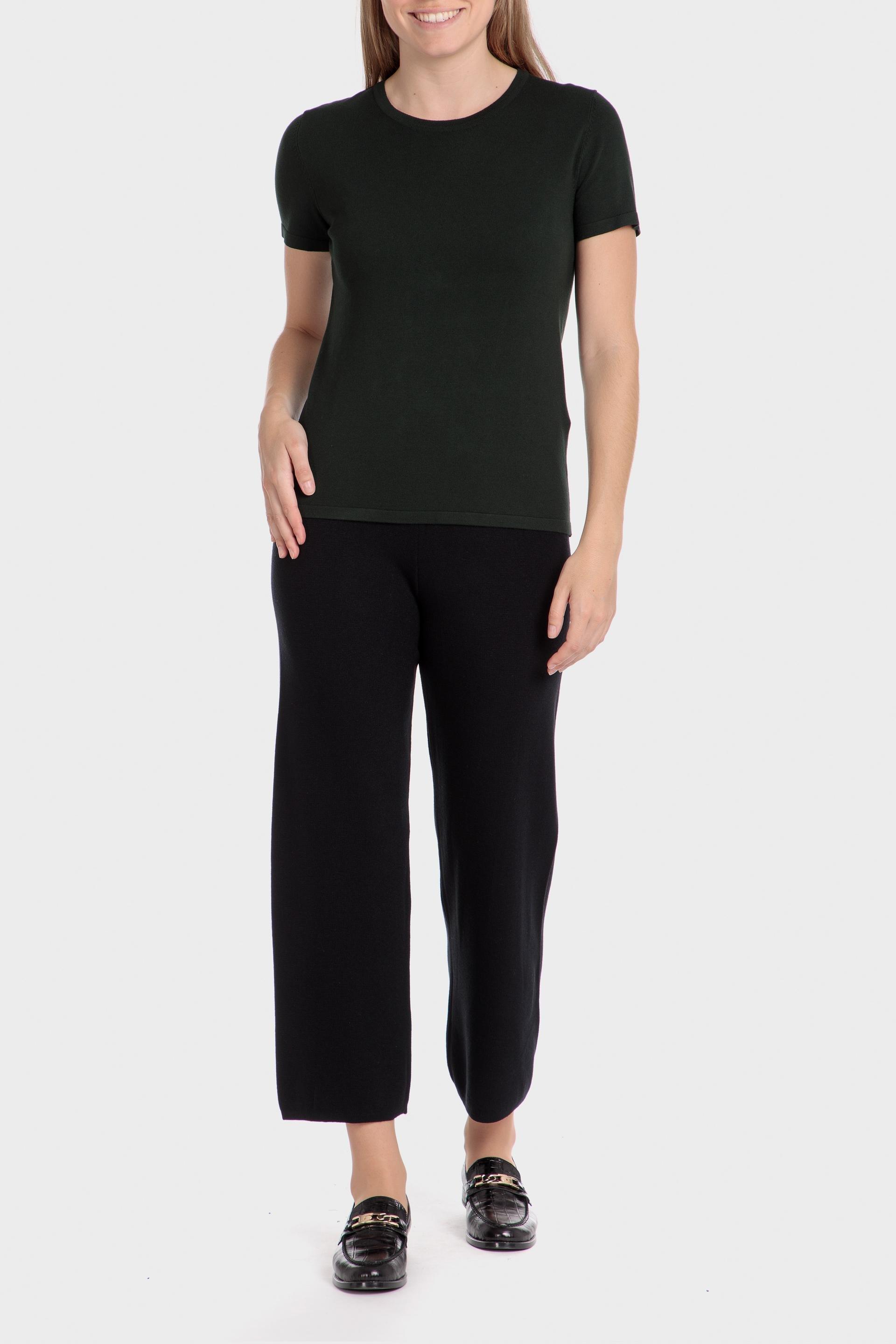 Black Plain Crew Neck T-Shirt, Green Forest, large image number 2