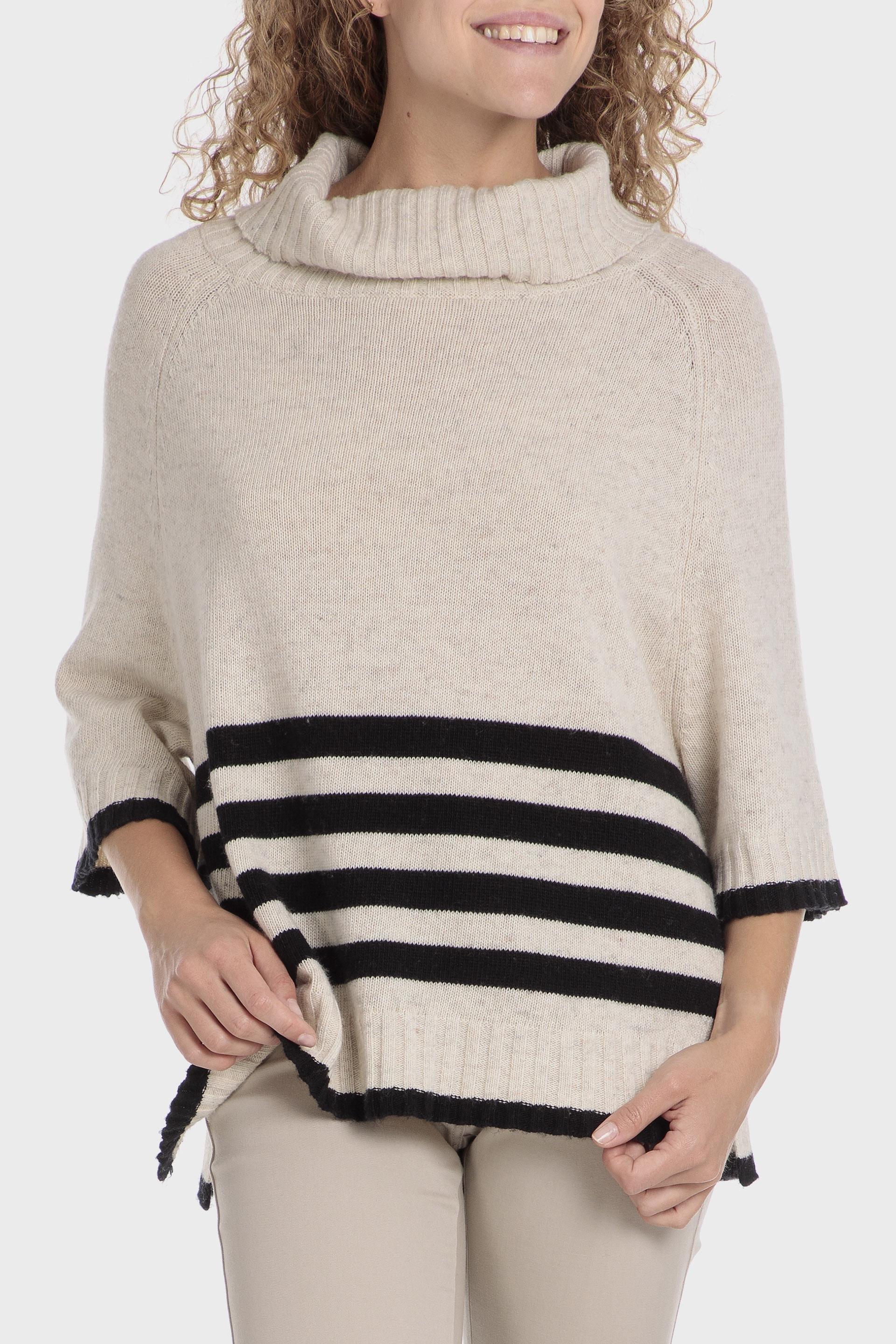 Beige Textured Oversized Poncho, , large image number 0
