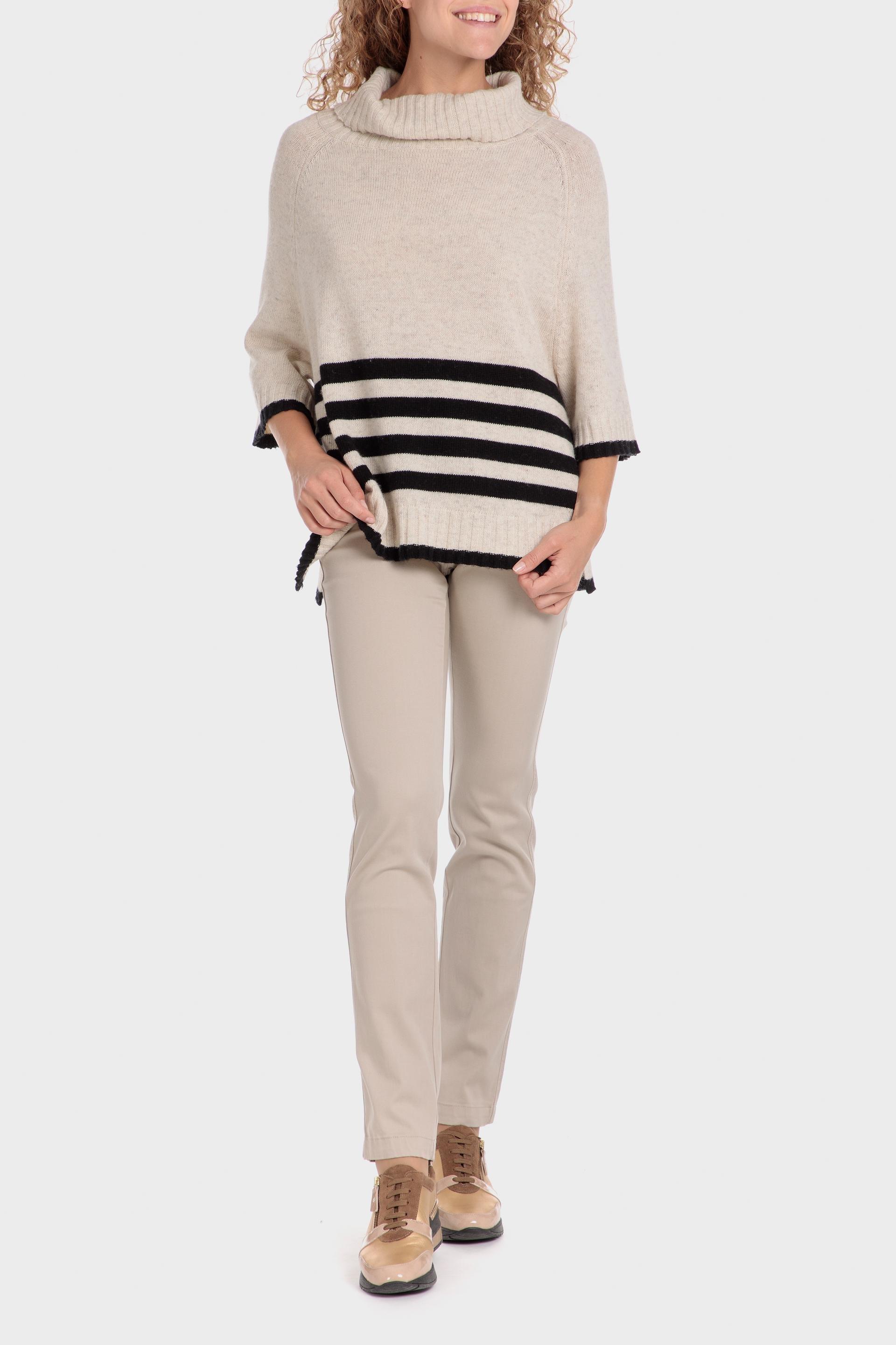 Beige Textured Oversized Poncho, , large image number 1