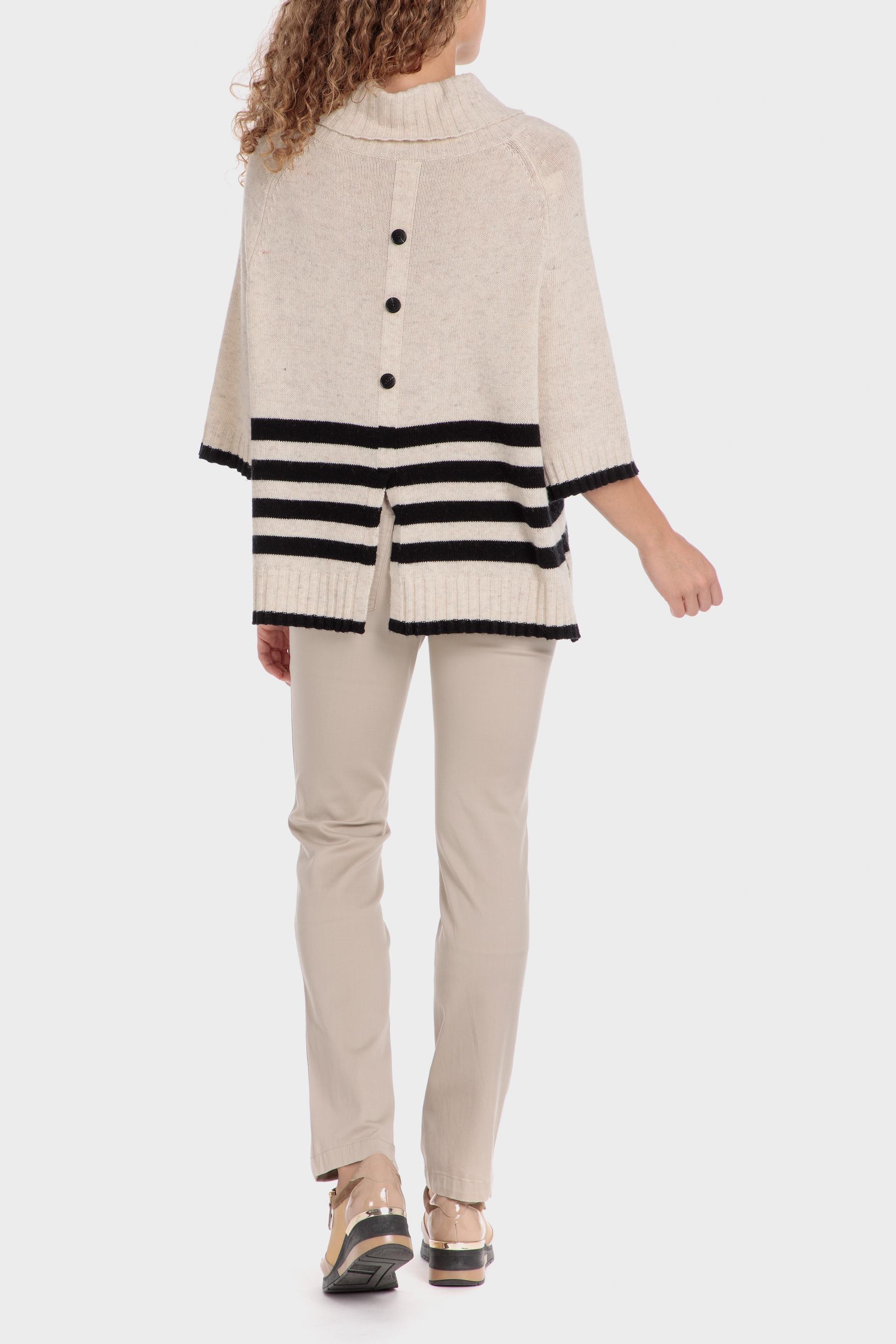 Beige Textured Oversized Poncho, , large image number 2