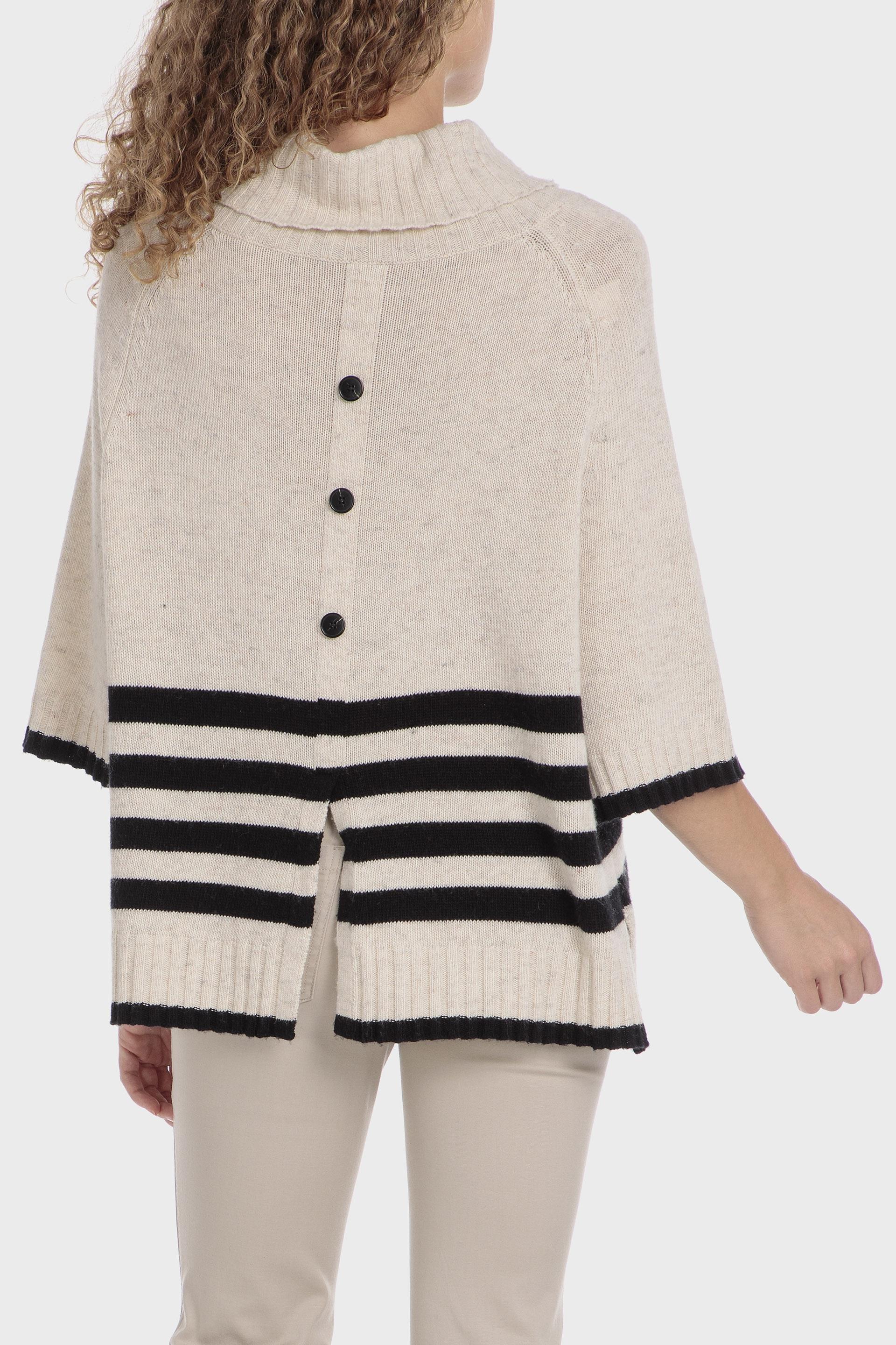 Beige Textured Oversized Poncho, , large image number 3