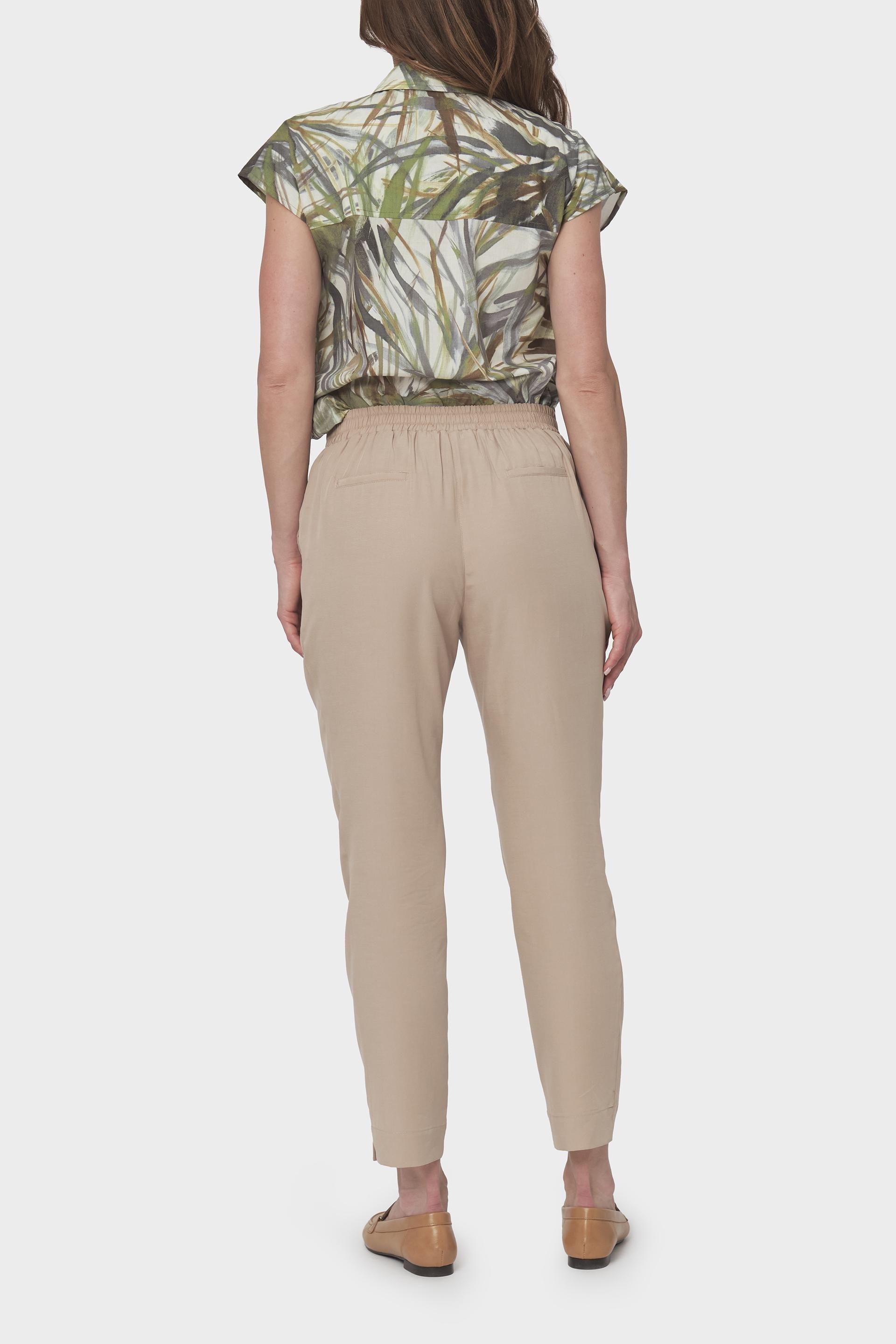 Brown Elastic Waist Trousers, , large image number 3
