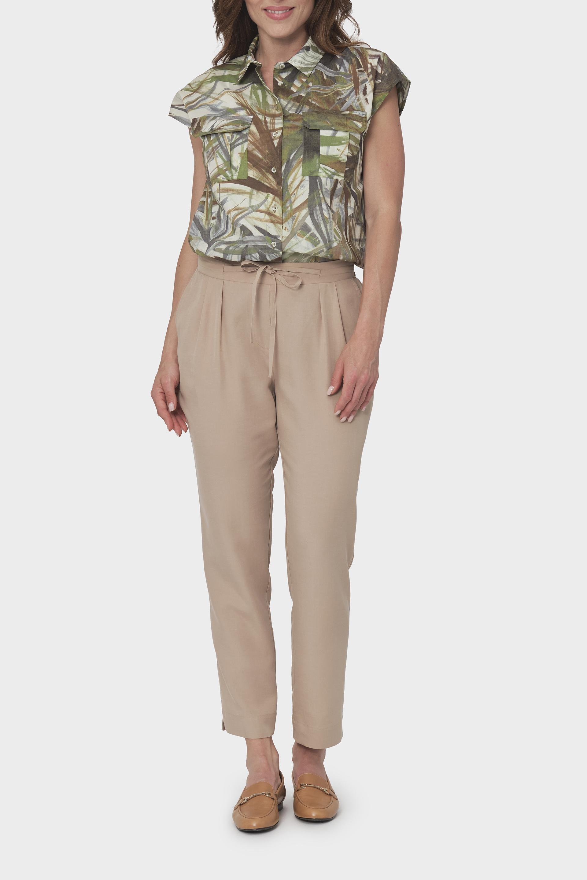 Brown Elastic Waist Trousers, , large image number 4