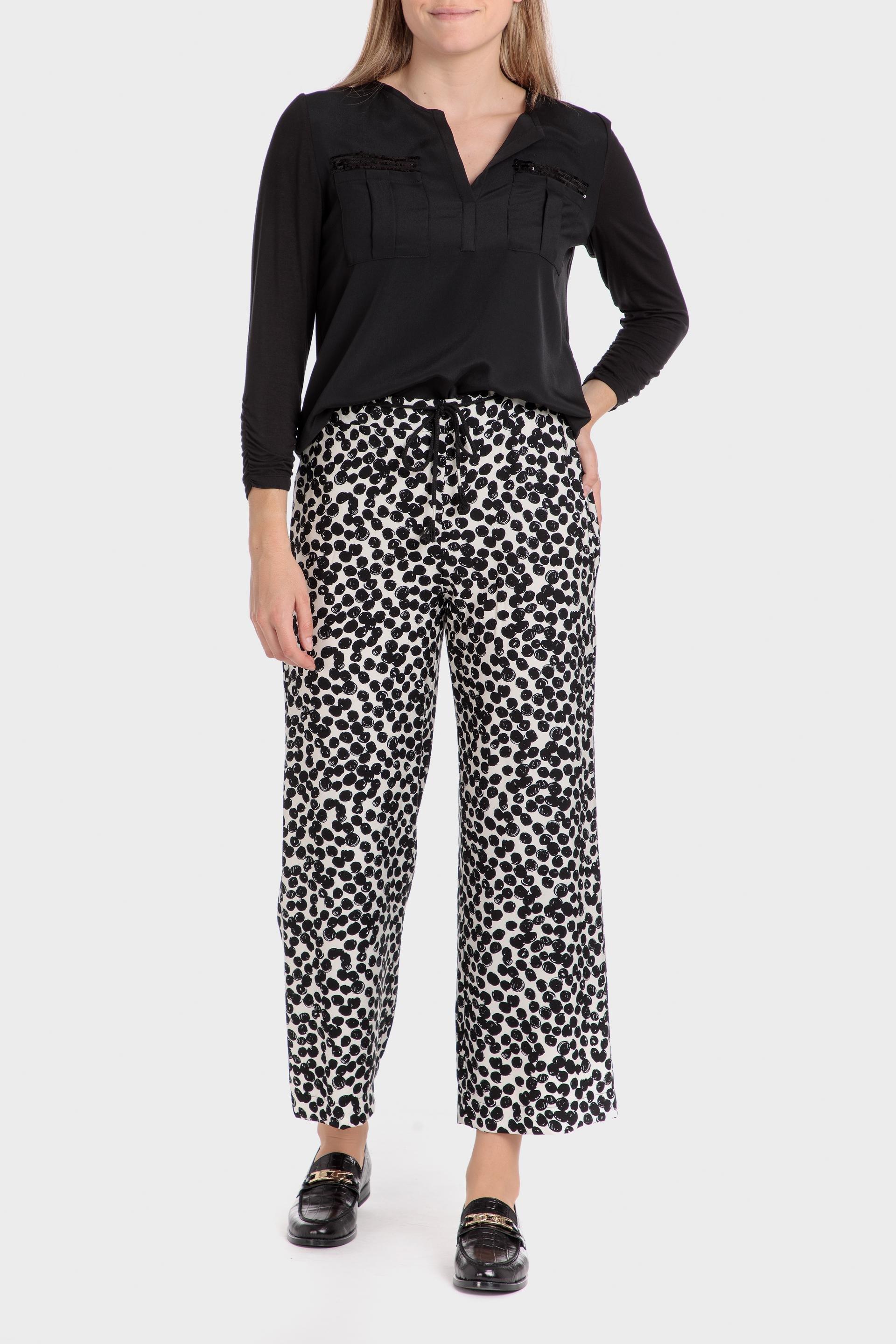 Black Abstract Casual Trousers, , large image number 1