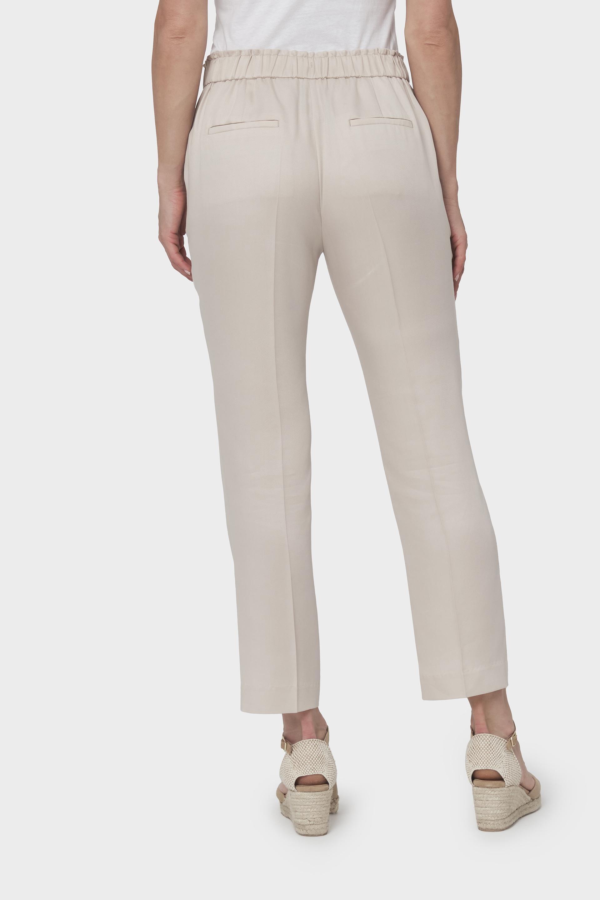 White Elastic Waist Plain Trousers, , large image number 2