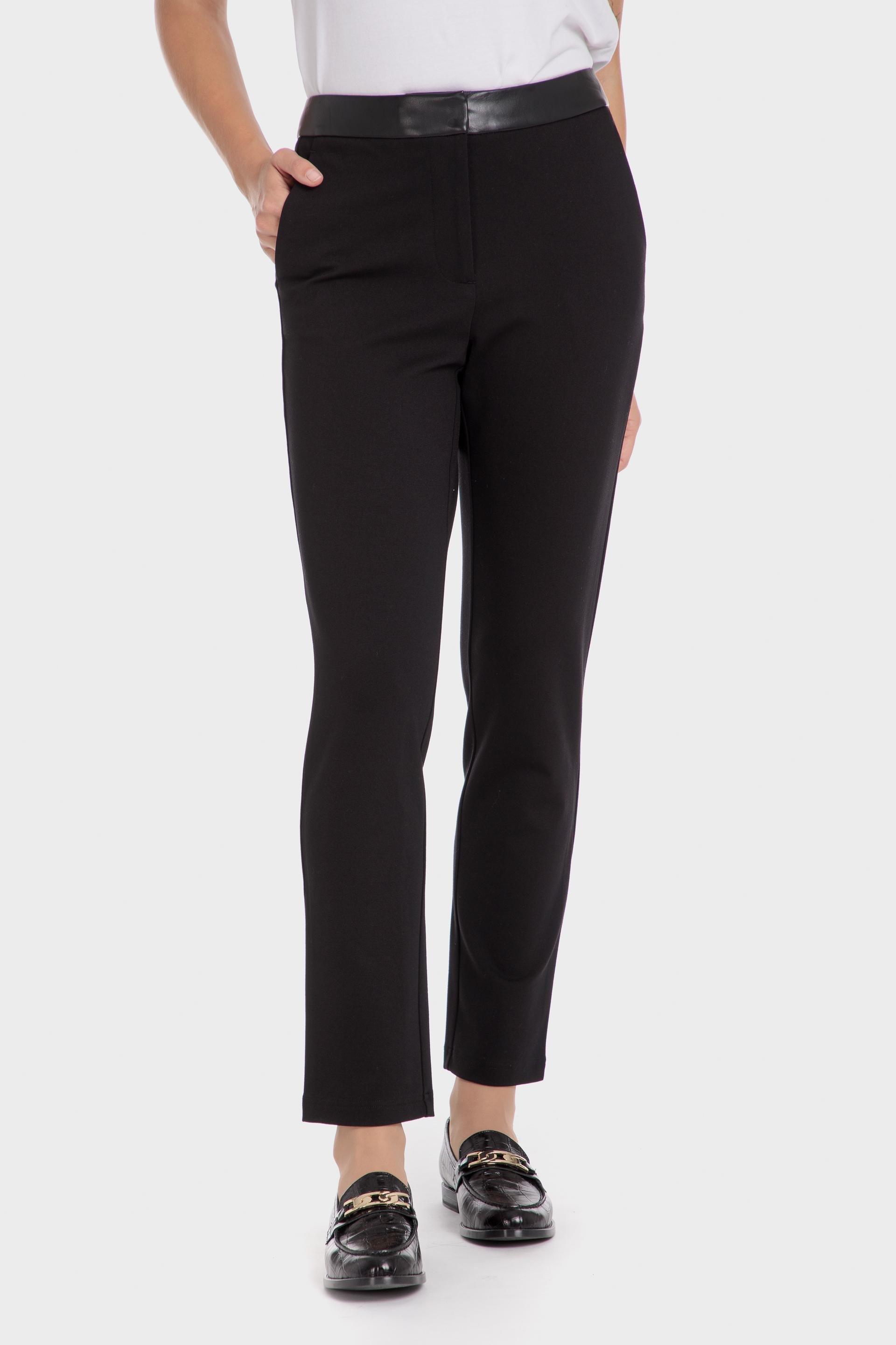 Black Leather Effect Casual Trousers, , large image number 0