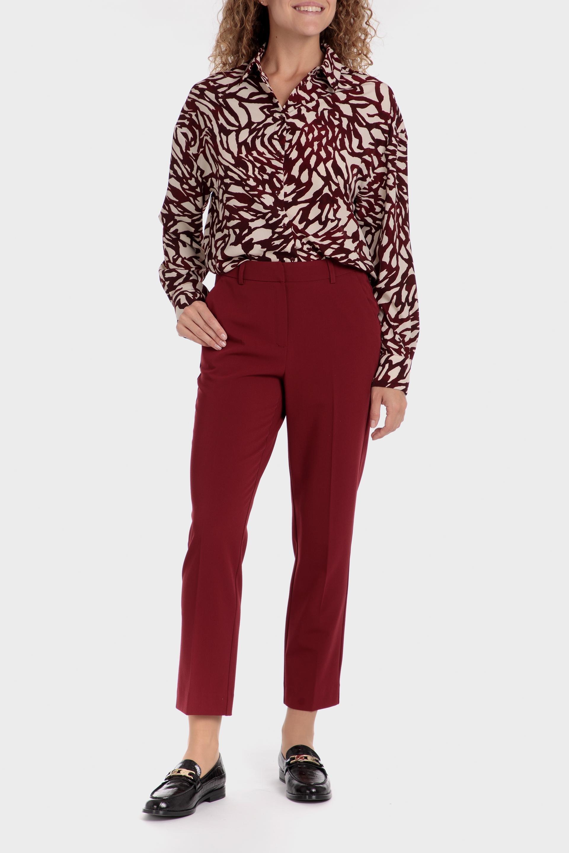 Red Printed Formal Ankle-Length Trousers, , large image number 0