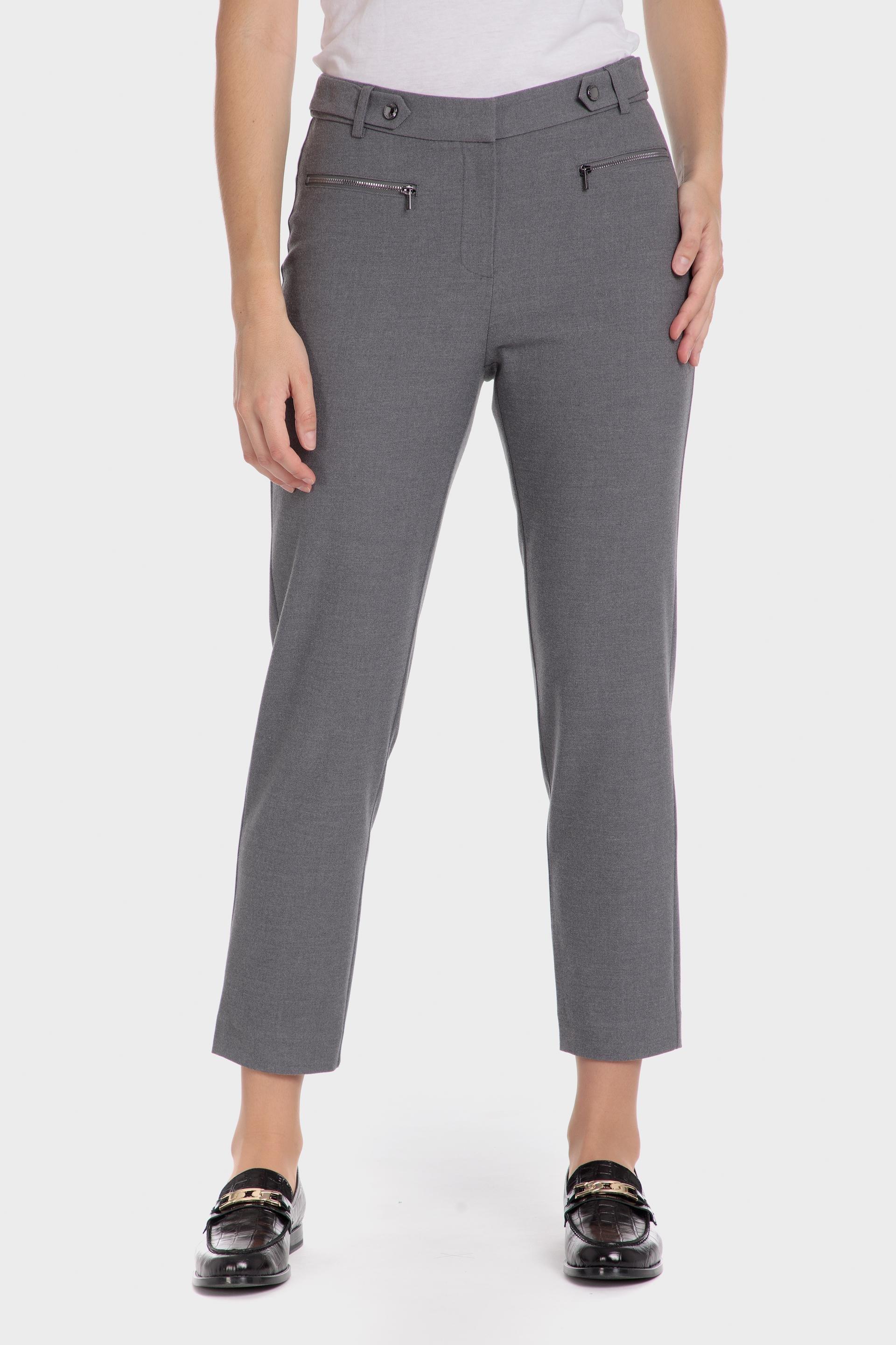 Grey Plain Casual Ankle-Length Trousers, , large image number 2