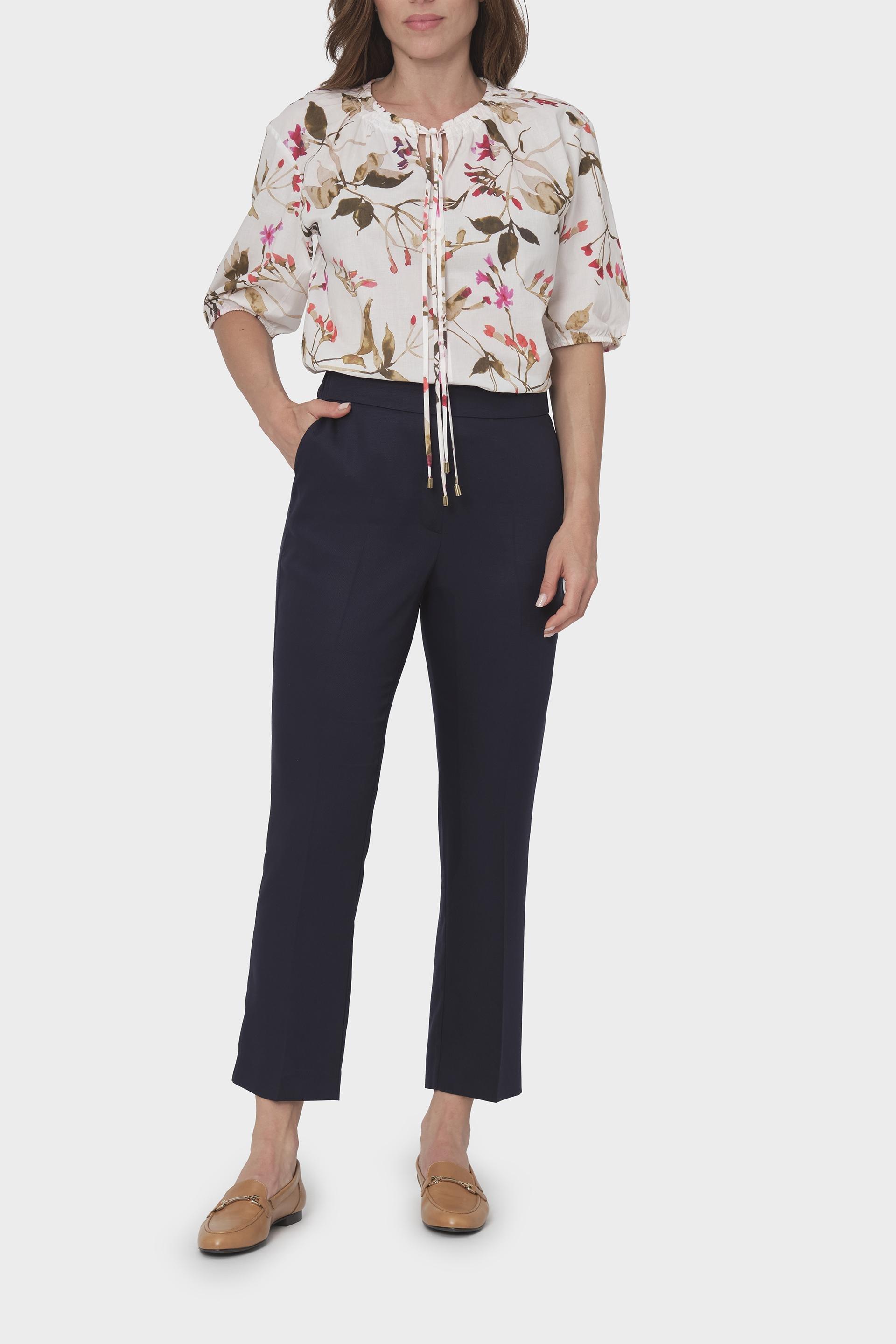 Navy Plain Cotton Trousers, , large image number 1