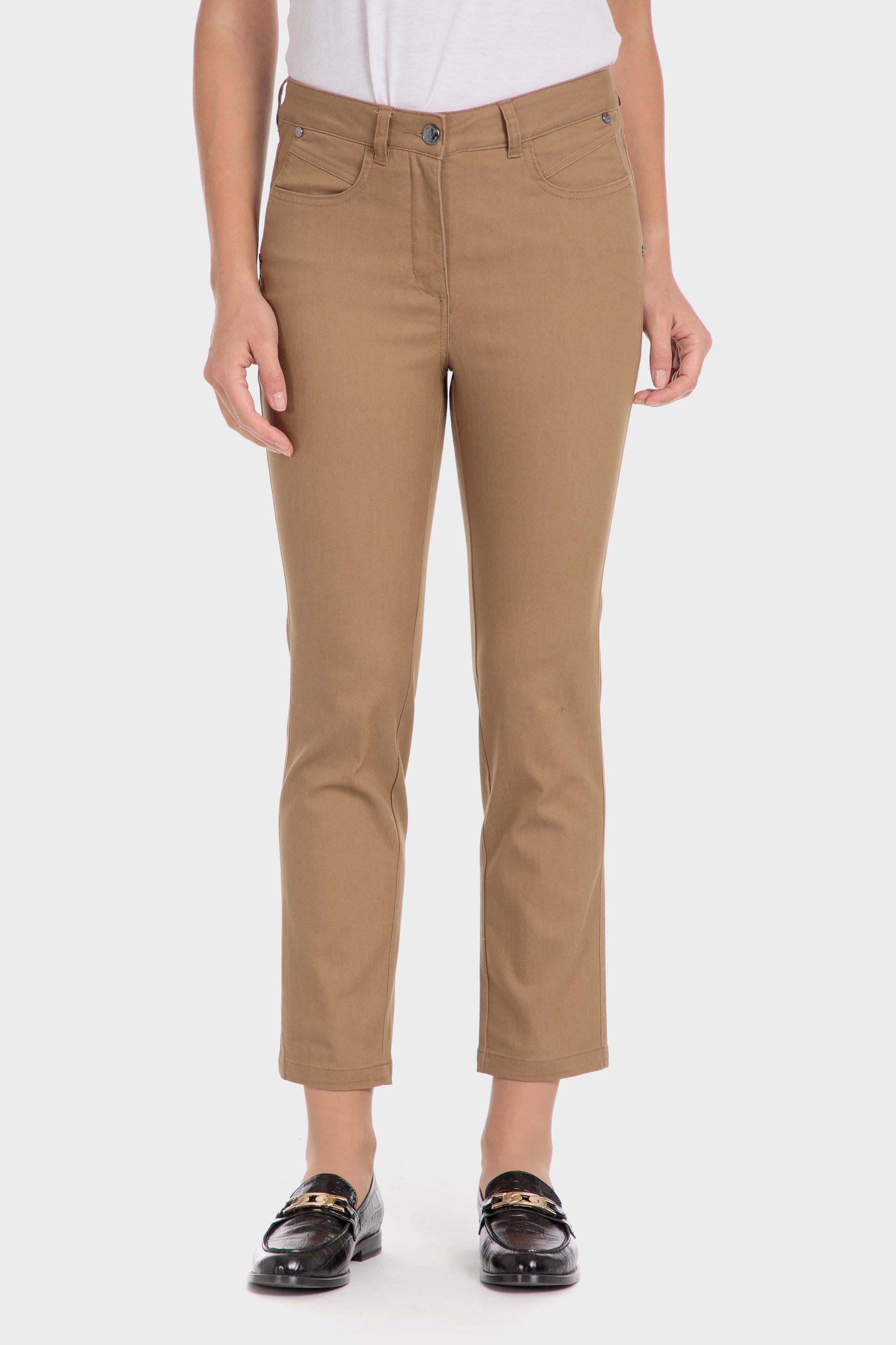 Beige Plain Cotton Trousers, , large image number 0