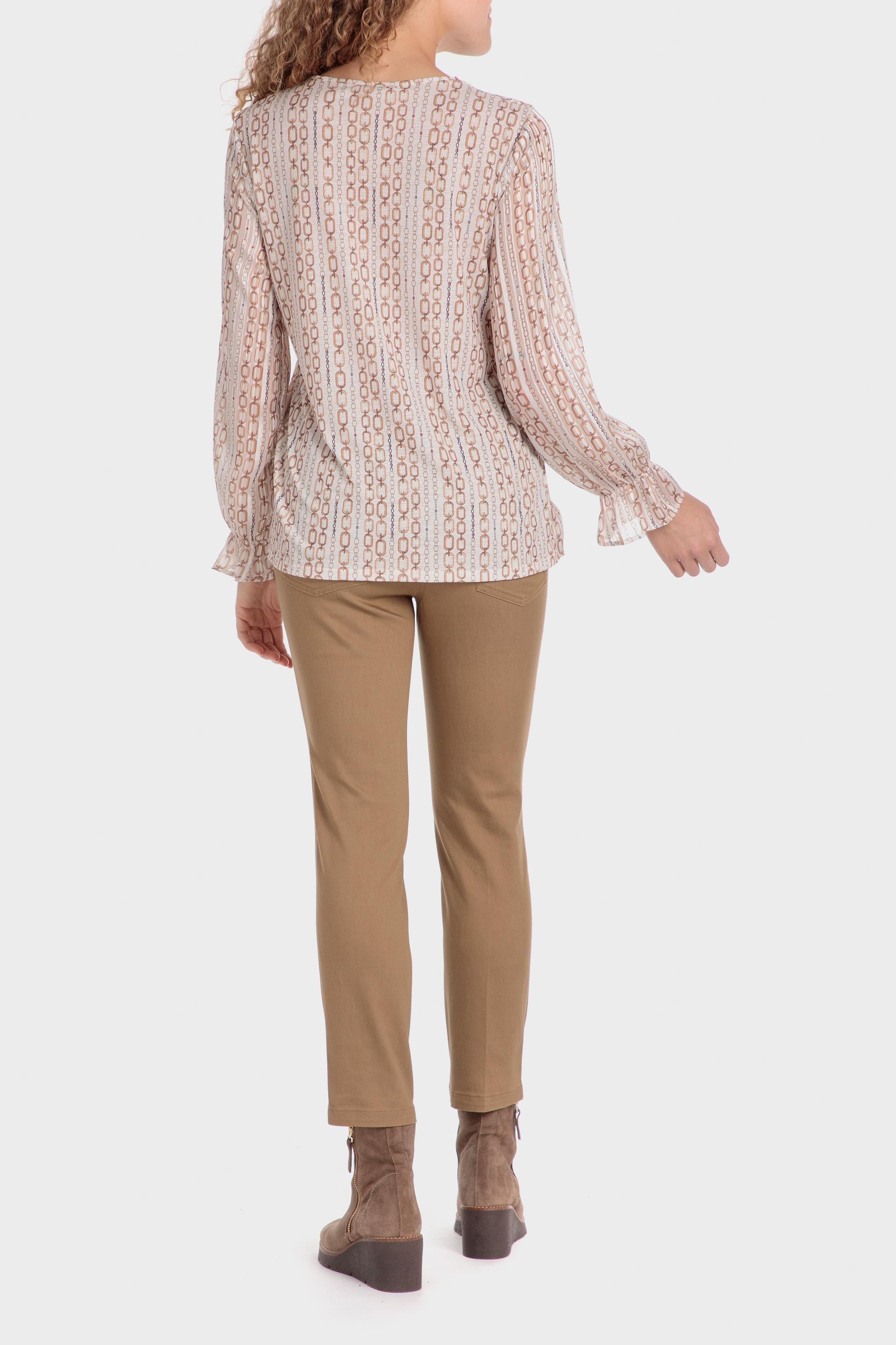 Beige Plain Cotton Trousers, , large image number 2