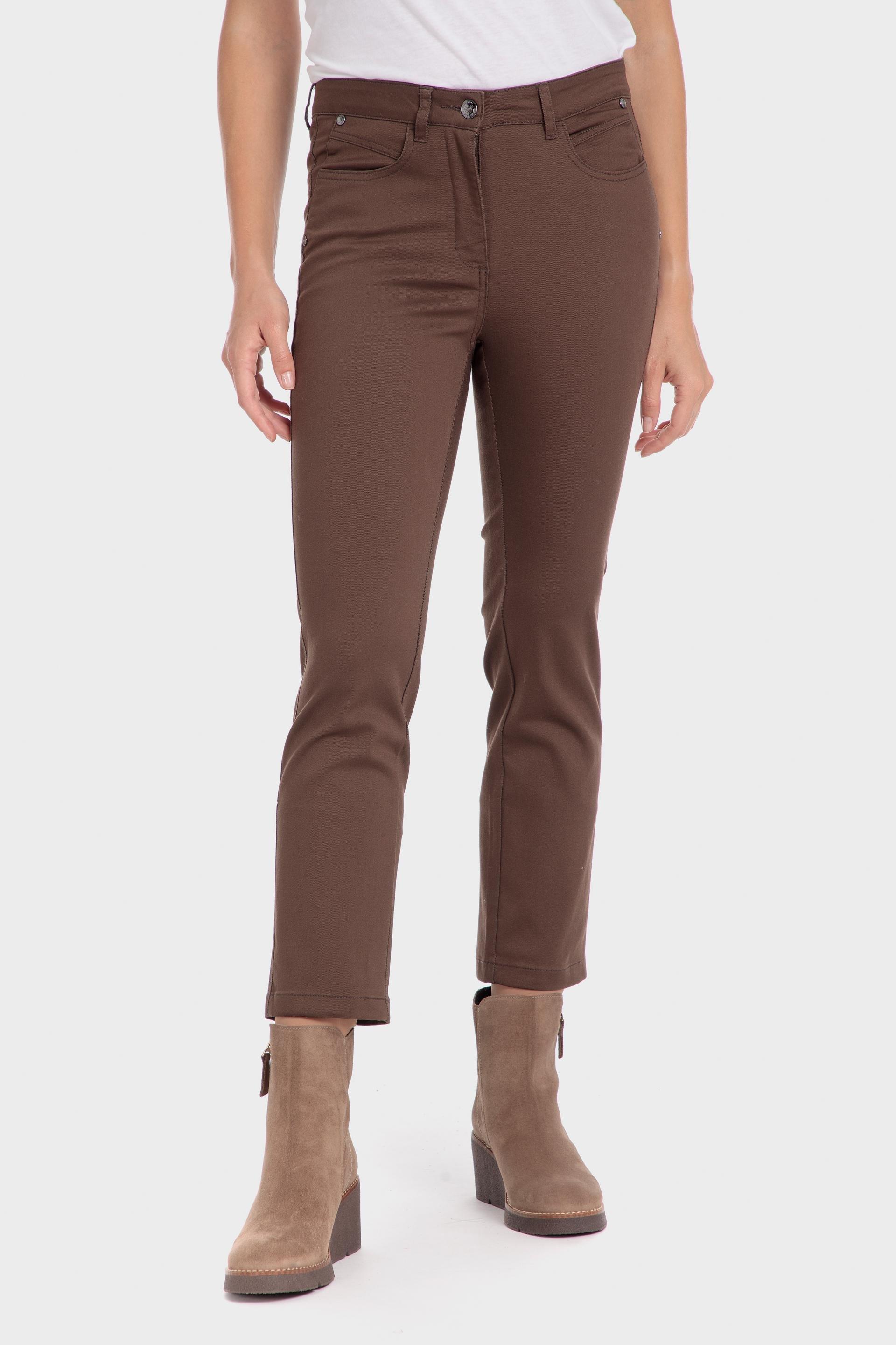 Brown Plain Cotton Trousers, , large image number 0