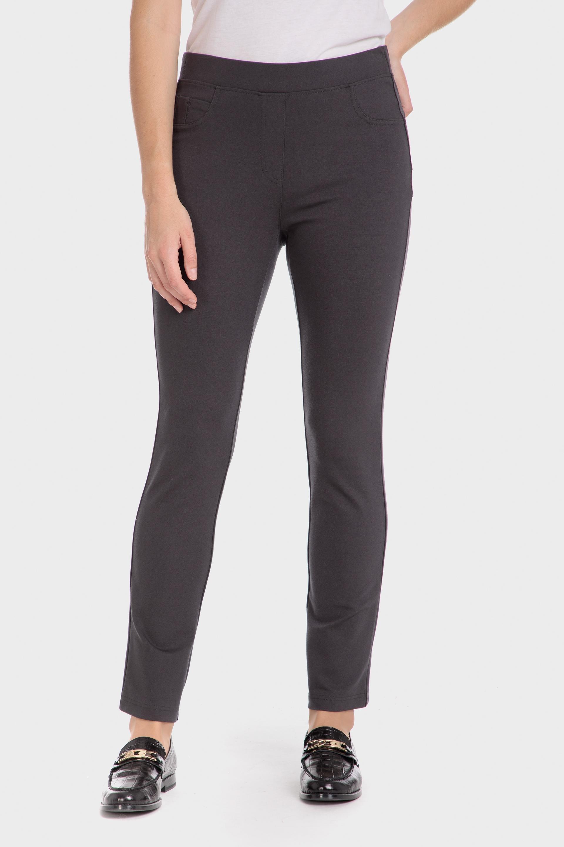 Grey Plain Casual Trousers, Green Dark Khaki, large image number 0